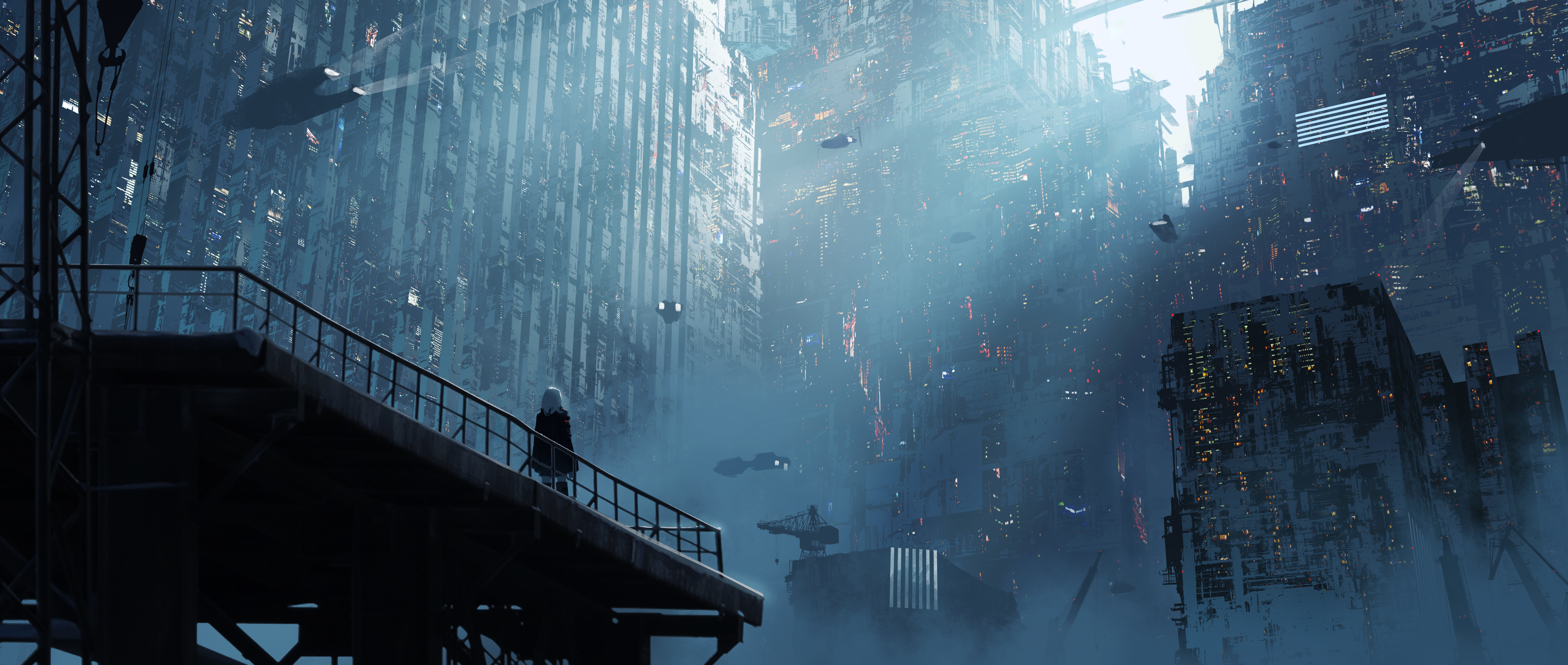 4K, Asteroid (artist), cyberpunk, futuristic, science fiction, futuristic city, video game art, Pixiv, anime, Tibia, video games HD Wallpaper