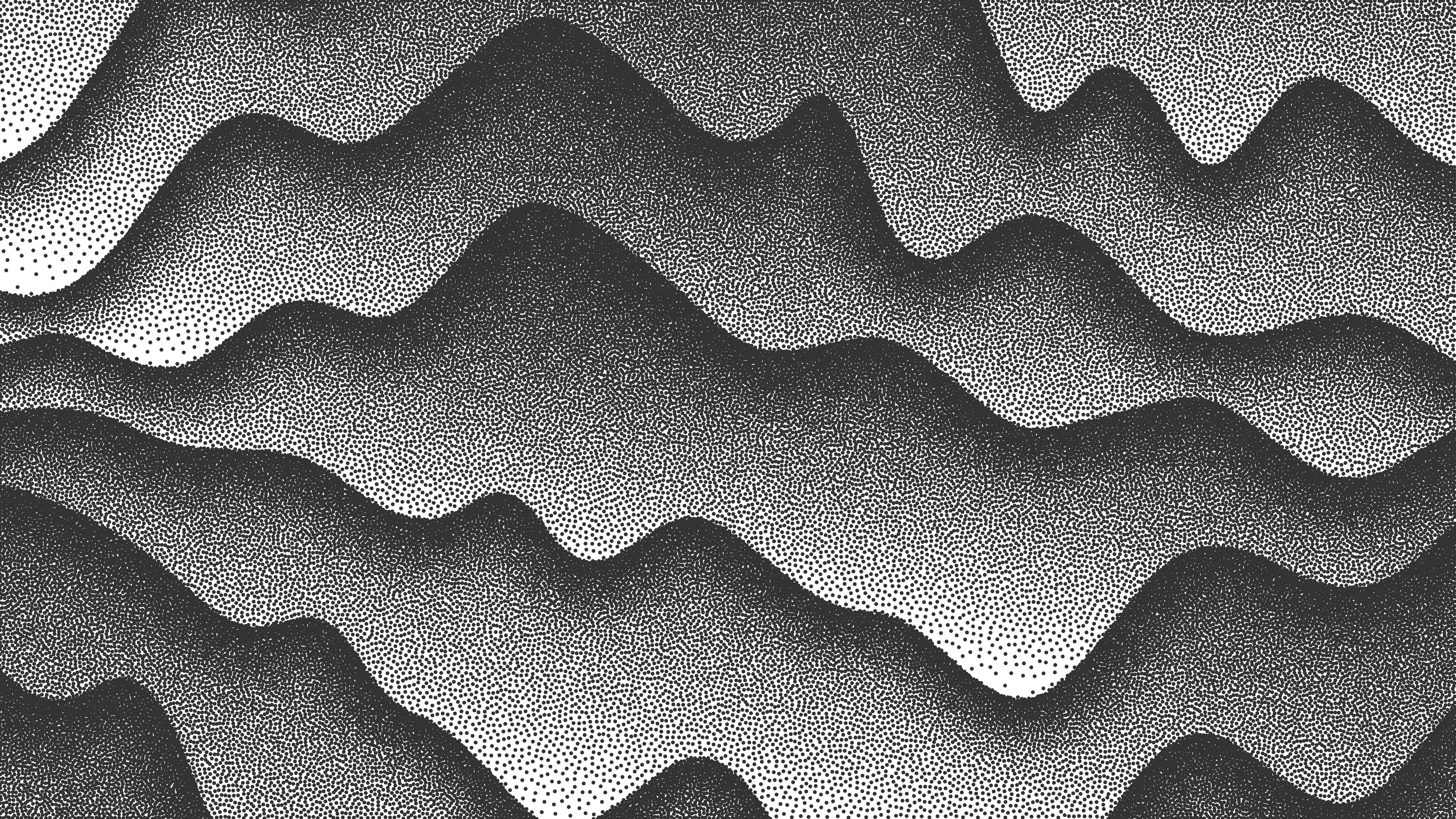 4K, curved, 3D Abstract, abstract, lines, dots, monochrome, vector HD Wallpaper
