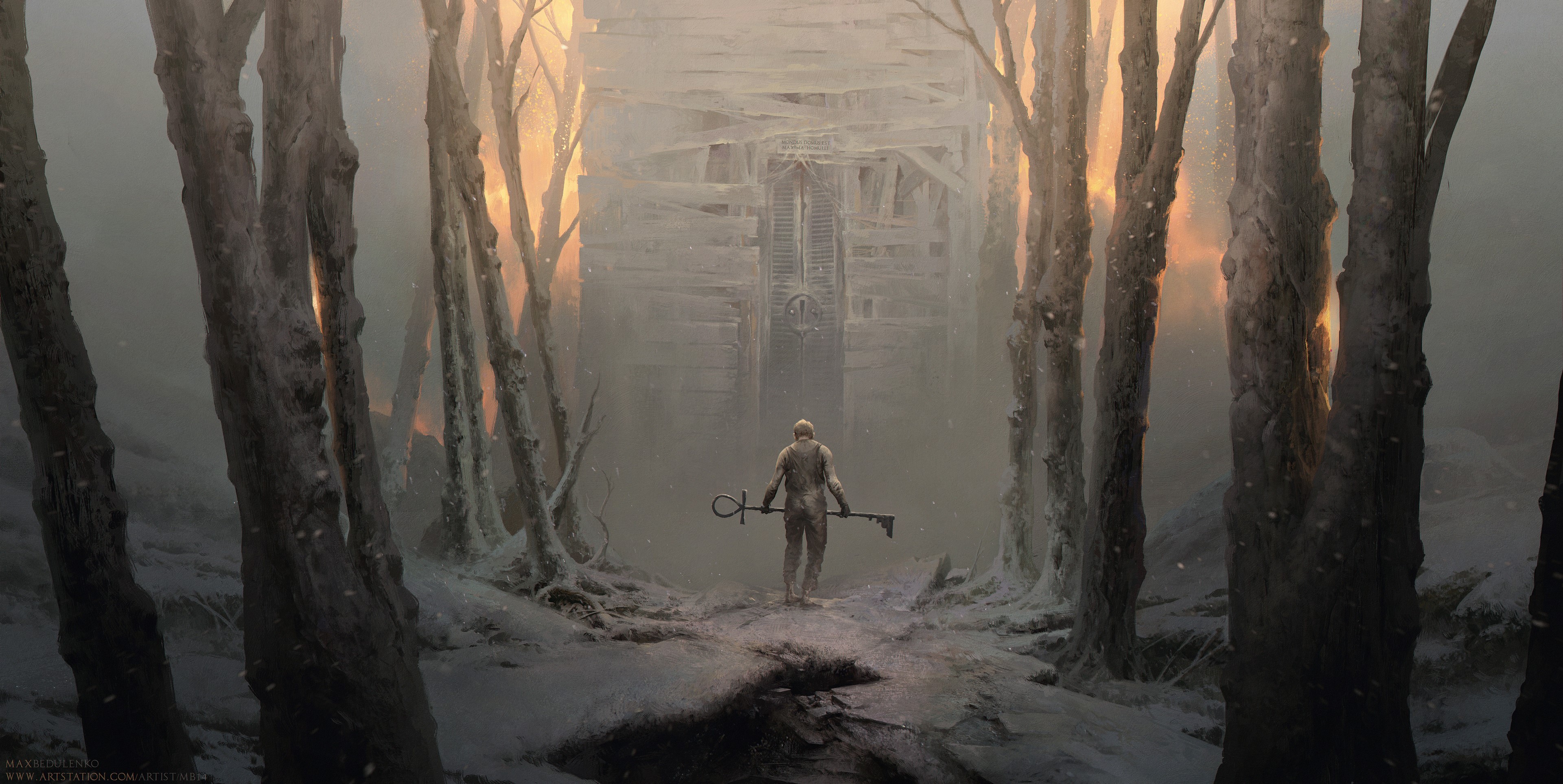 4K, digital art, trees, fantasy art, Max Bedulenko HD Wallpaper