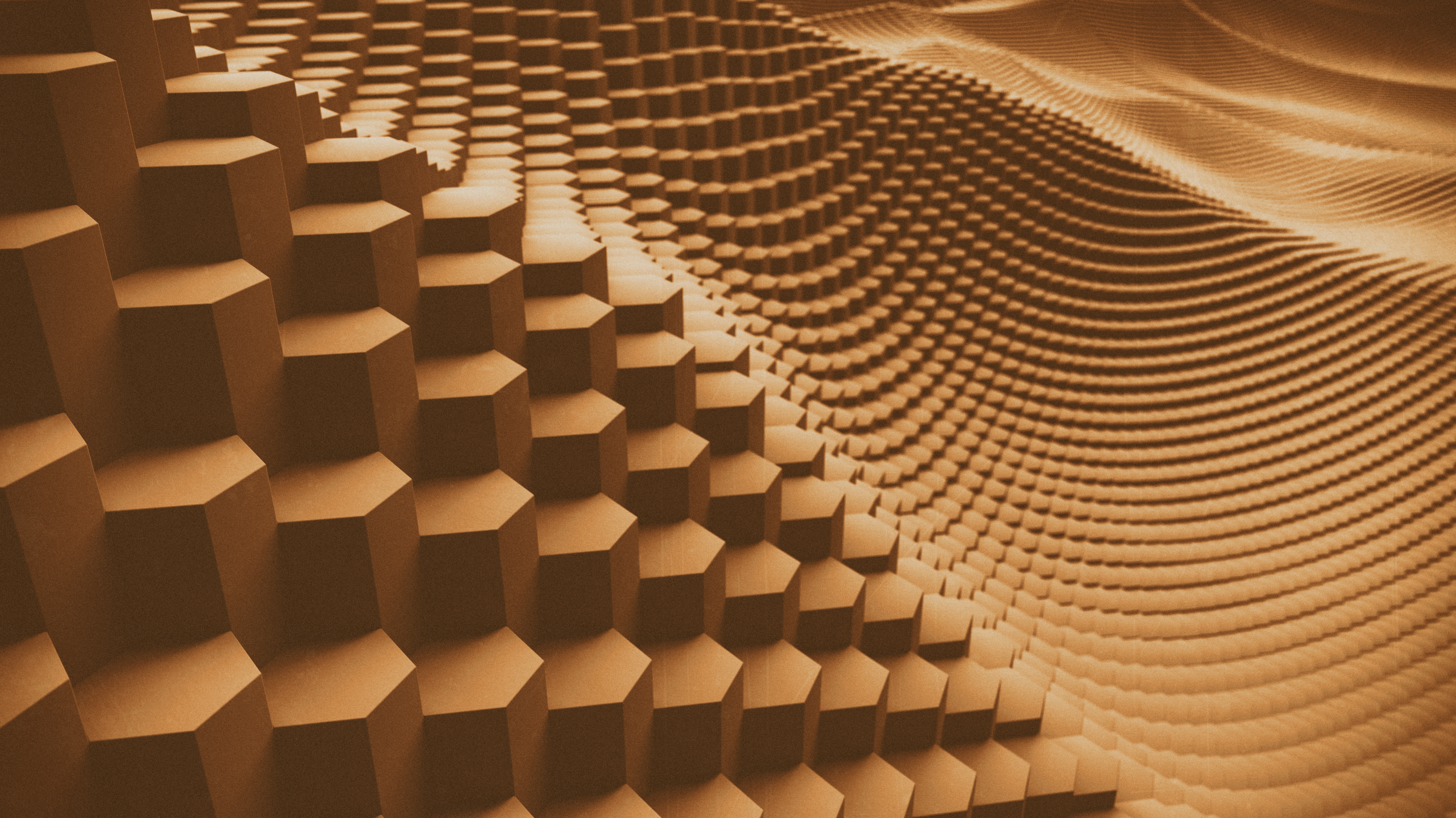4K, hexagon, Blender, abstract, sepia HD Wallpaper