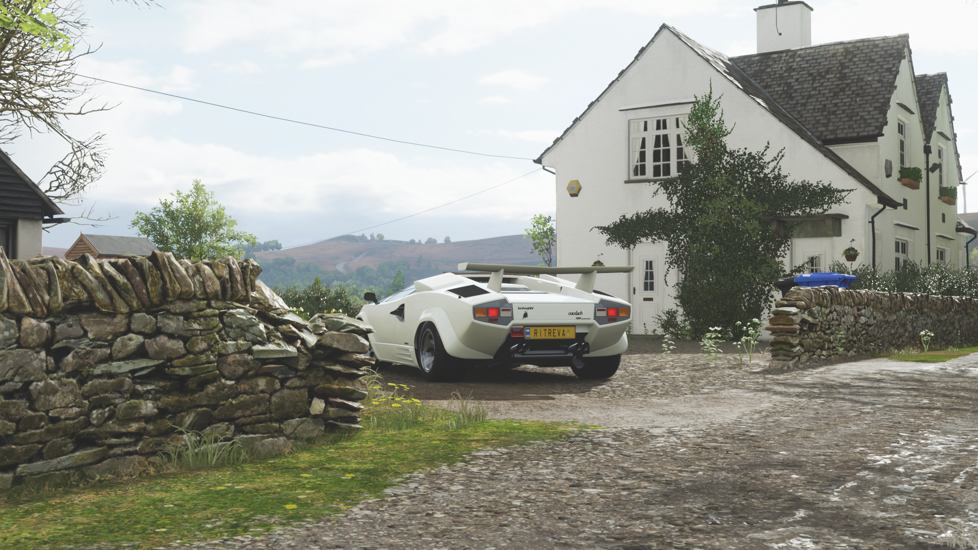 video games, supercars, Lamborghini, Forza Horizon 4, white cars, vehicle, Lamborghini Countach, car HD Wallpaper