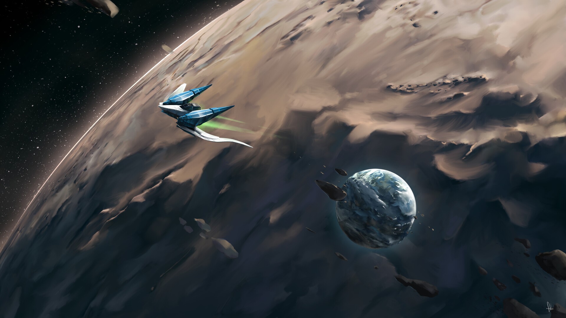 fantasy art, spaceship, Filipo Baracchi, digital art, Star Fox HD Wallpaper