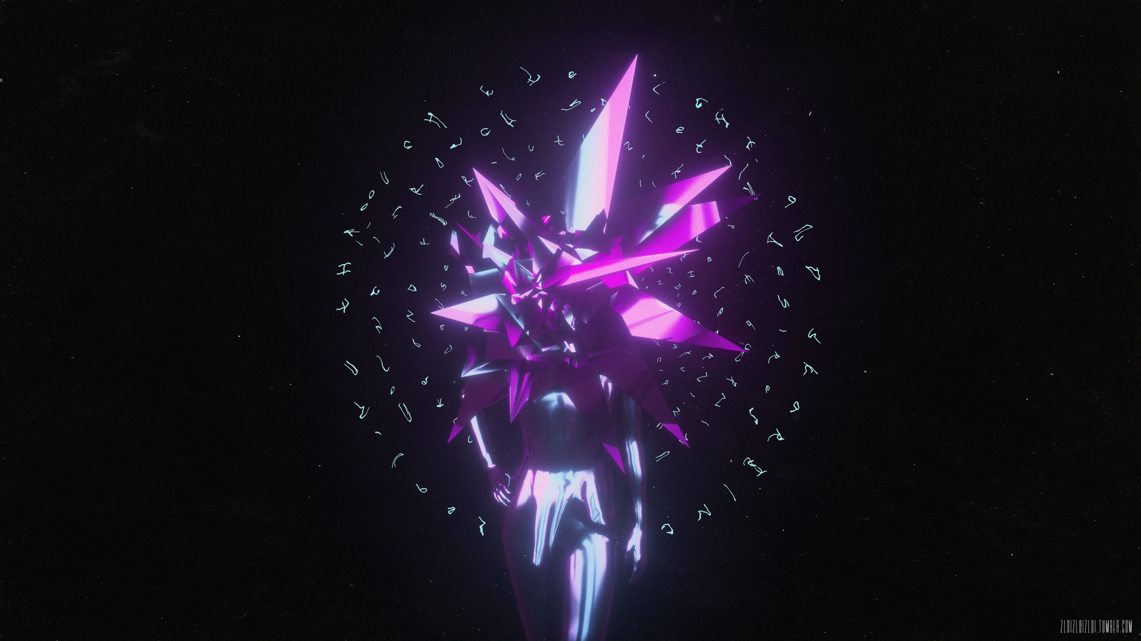 4K, typography, 3D Abstract, statue, glitch art, Cinema 4D, 3D graphics HD Wallpaper