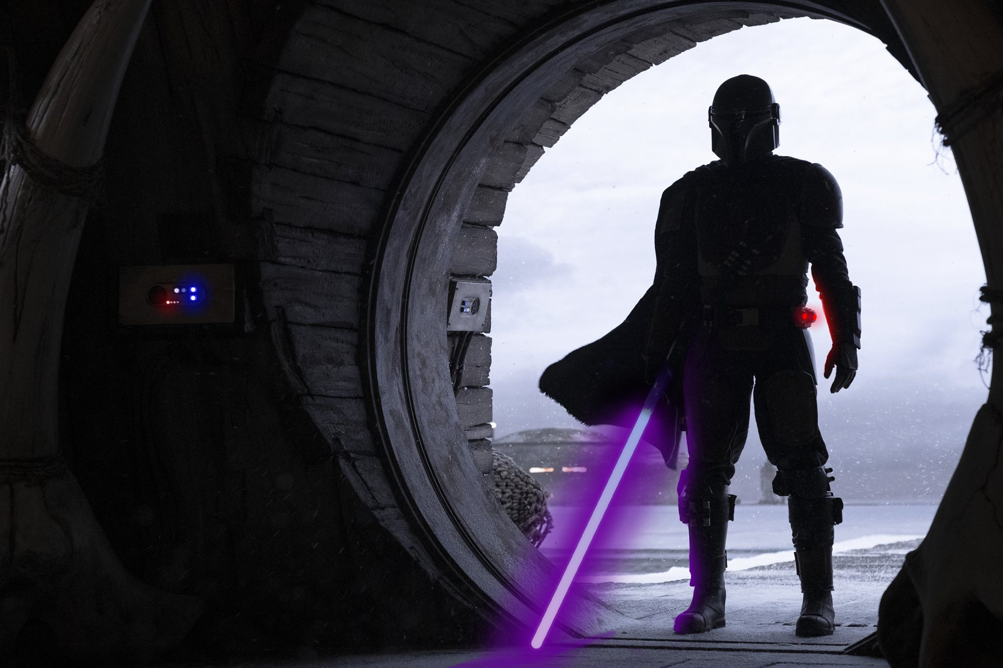 PQnos, Neon Photo, Mandalorians, The Mandalorian, neon, snow, Star Wars HD Wallpaper