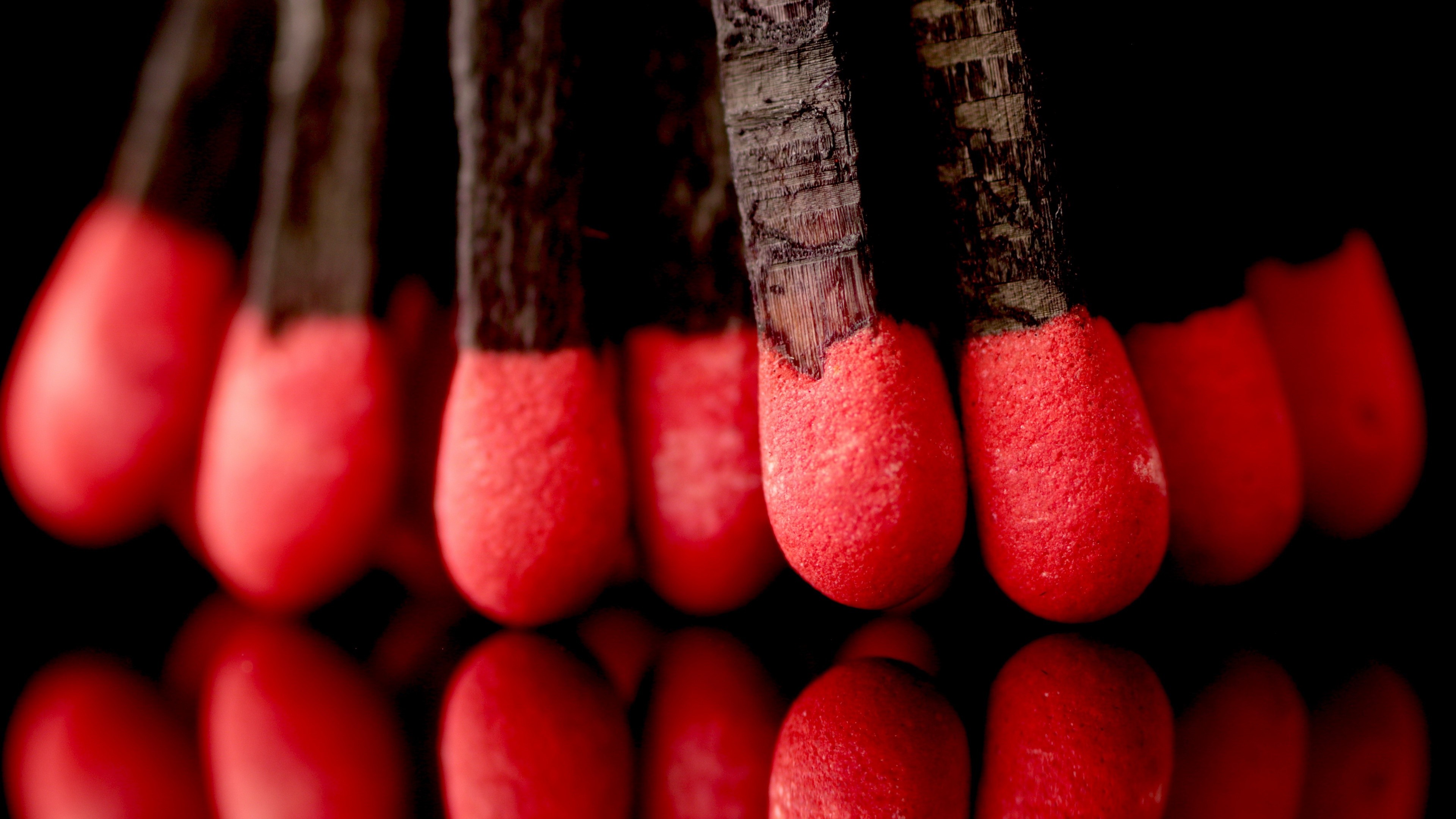 4K, matches, macro, reflection HD Wallpaper