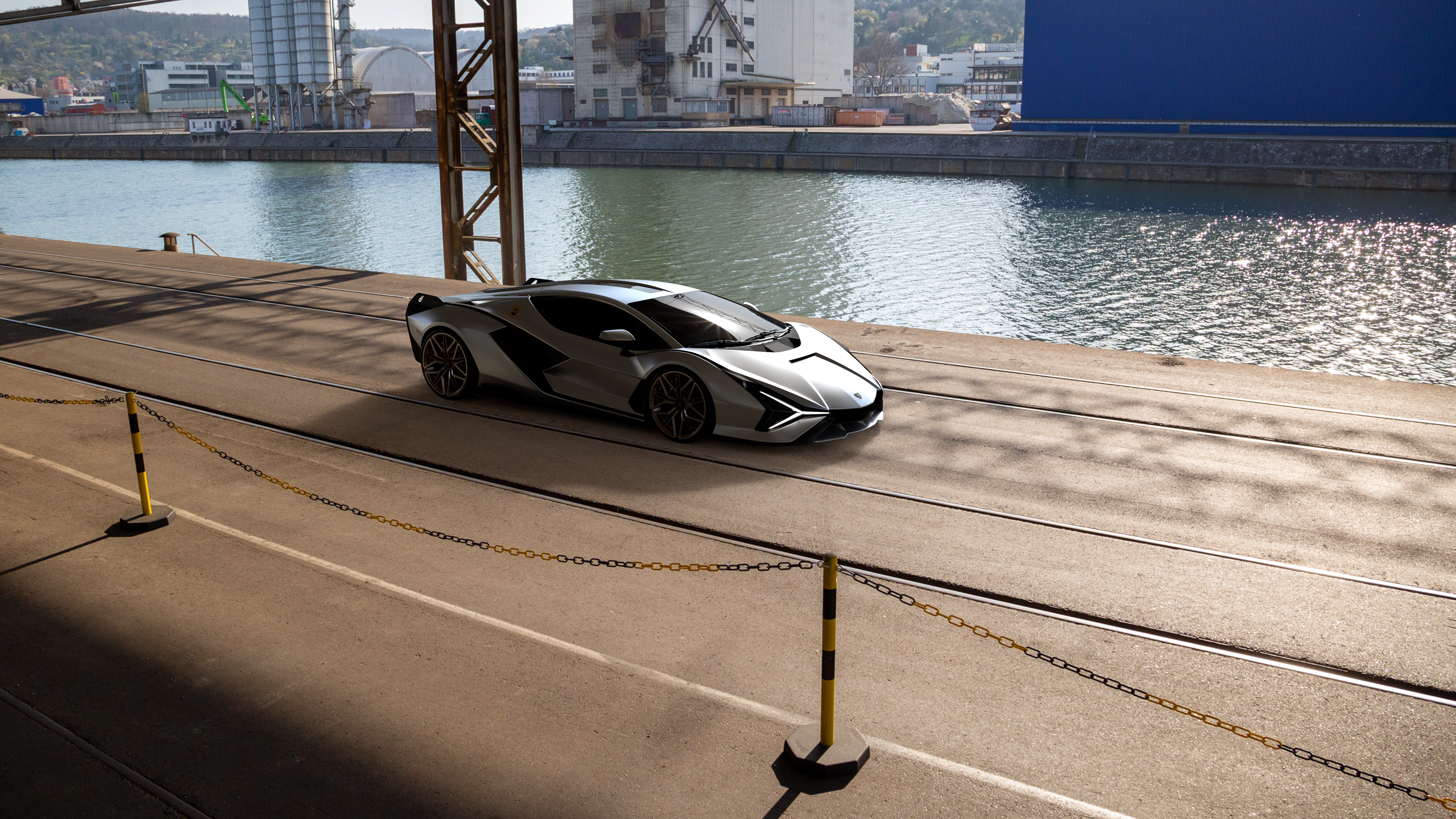 4K, car, automotive, 3D visualization, digital art, Lamborghini Sian, vred, LamborghiniSian, vehicle, render, Lamborghini, CGI HD Wallpaper