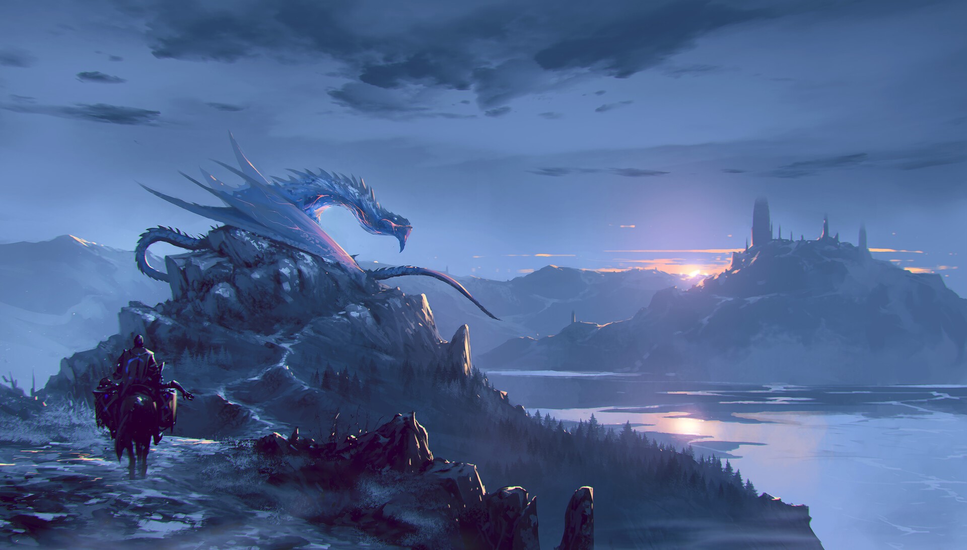 fantasy art, digital art, dragon, ömer tunç HD Wallpaper