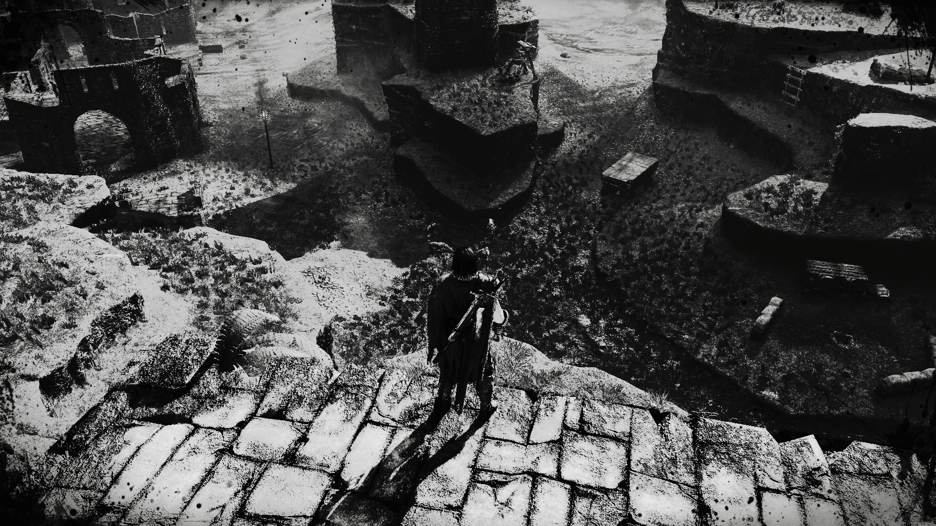 Talion, Middle Earth, monochrome, Monolith Productions, screen shot, video games, Middle-earth: Shadow of Mordor HD Wallpaper