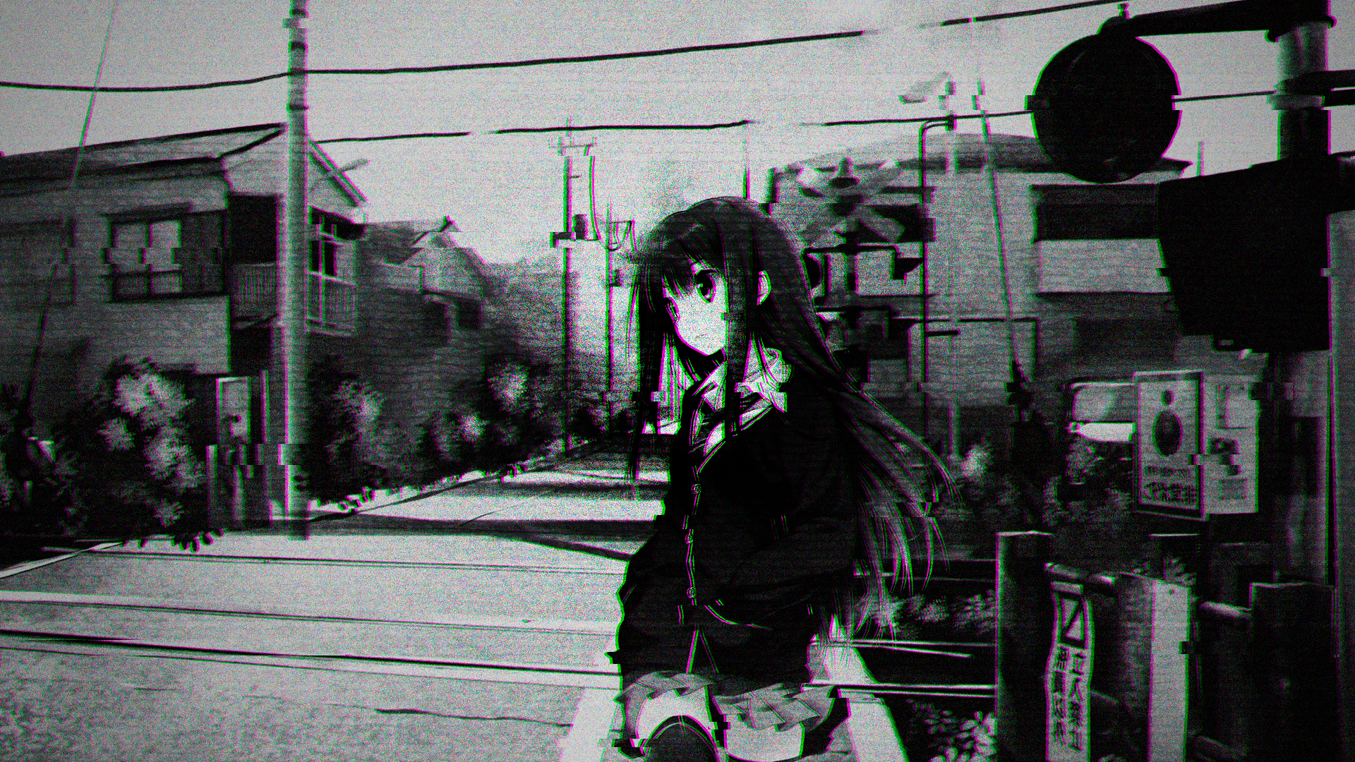 anime girls, glitch art, anime HD Wallpaper