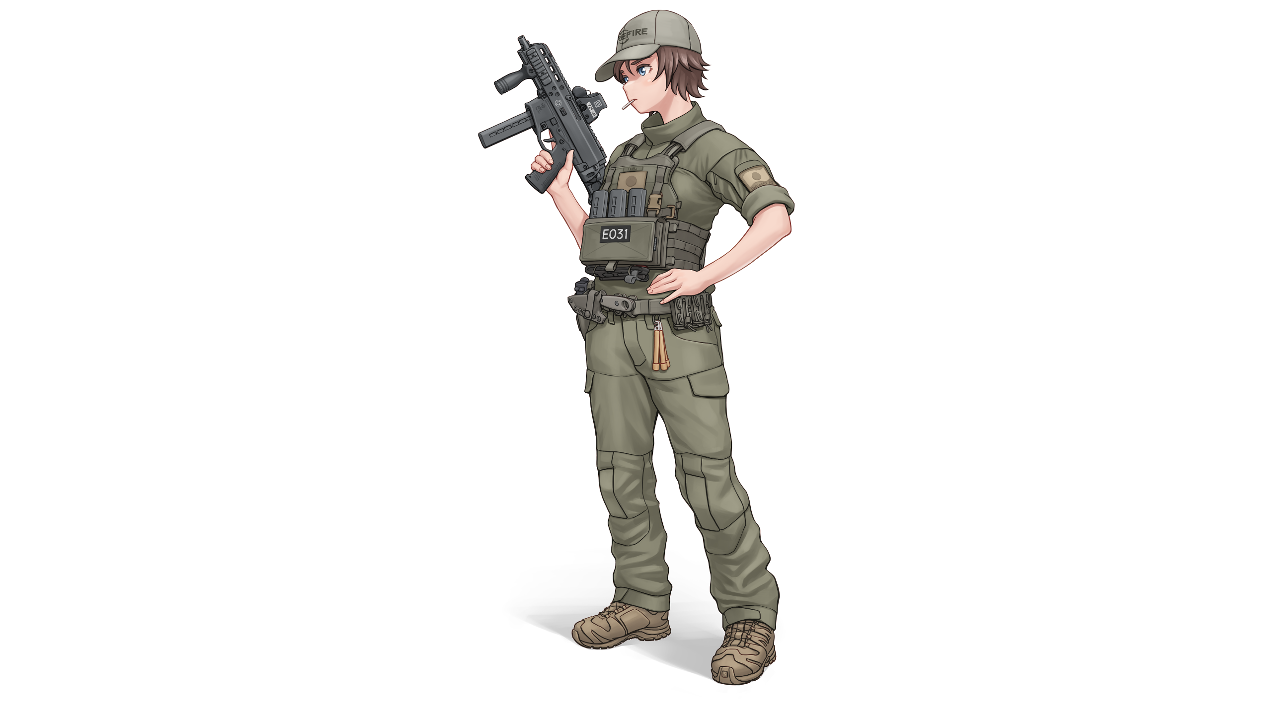 hat, plate carrier, military, brunette, gun, KZM HD Wallpaper