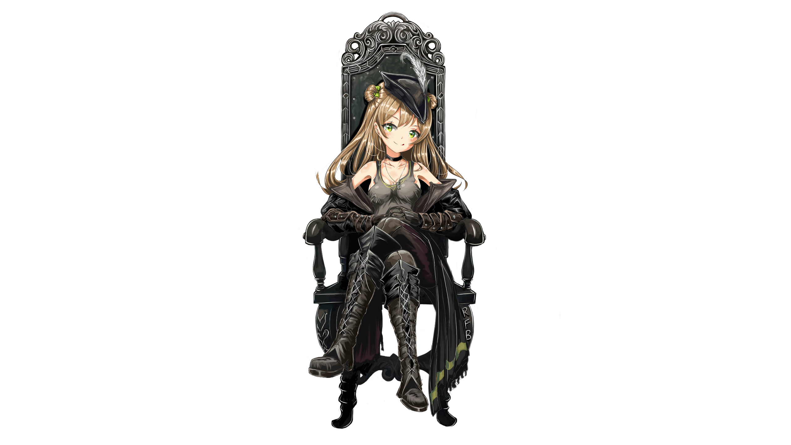 throne, RFB (Girls Frontline), blonde, Girls Frontline, Asil, Bloodborne, chair HD Wallpaper