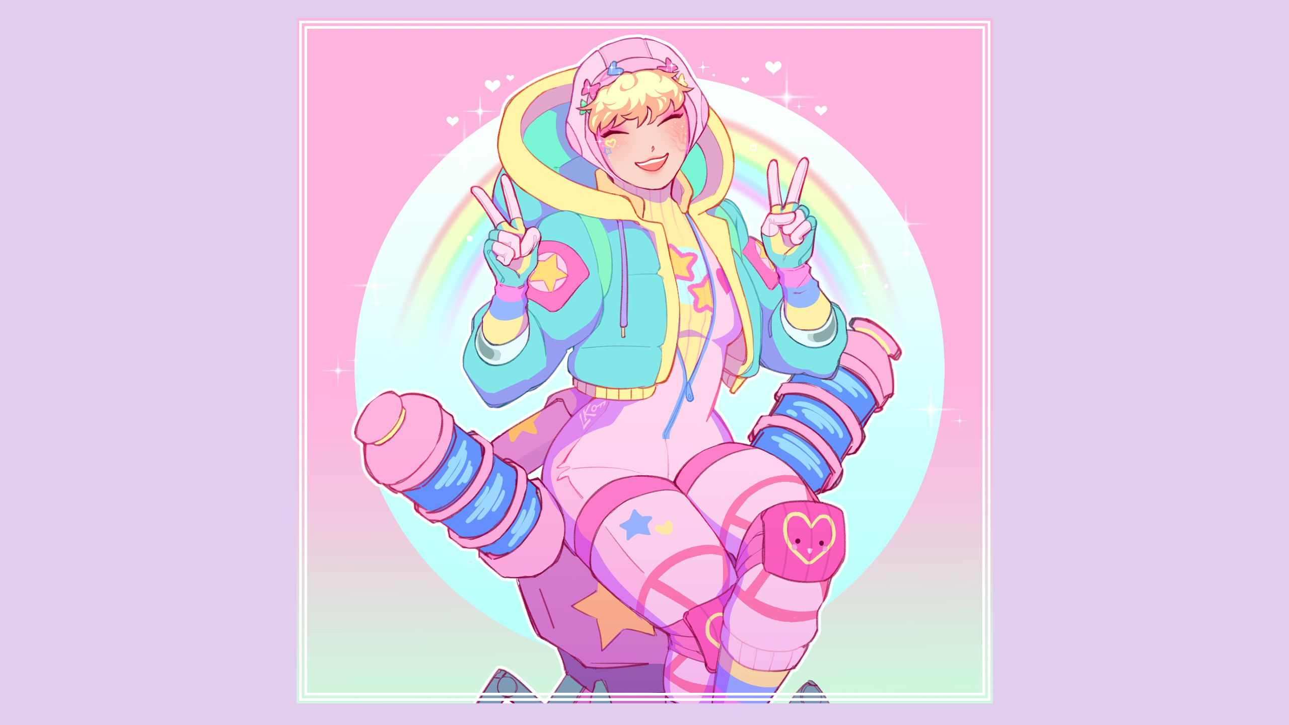 wattson(apex legends), anime, blonde, Apex Legends, smiling HD Wallpaper