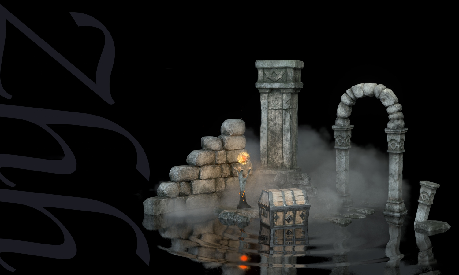 Zhanghehe, chests, simple background, artwork, Genshin Impact, render, black background, fantasy art, CGI, treasure HD Wallpaper