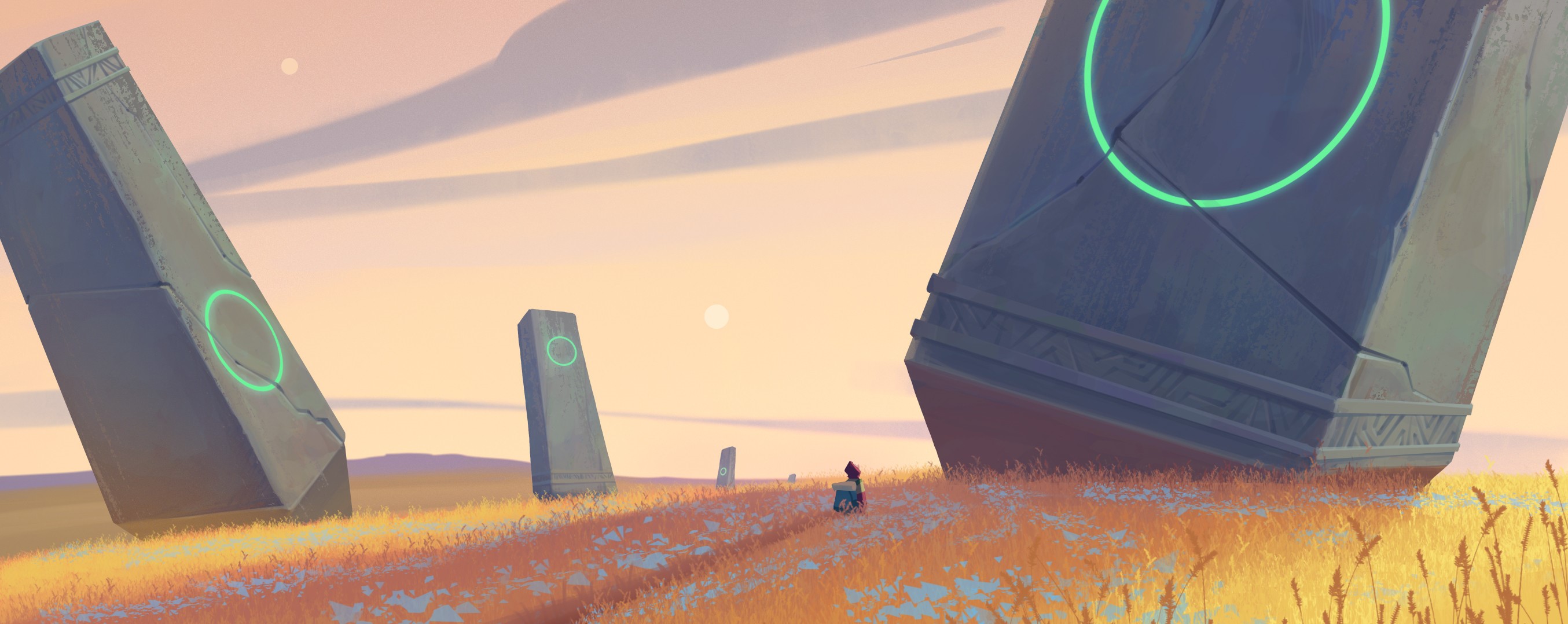 Alex Accorsi, digital art, fantasy art, wheat, ruins HD Wallpaper