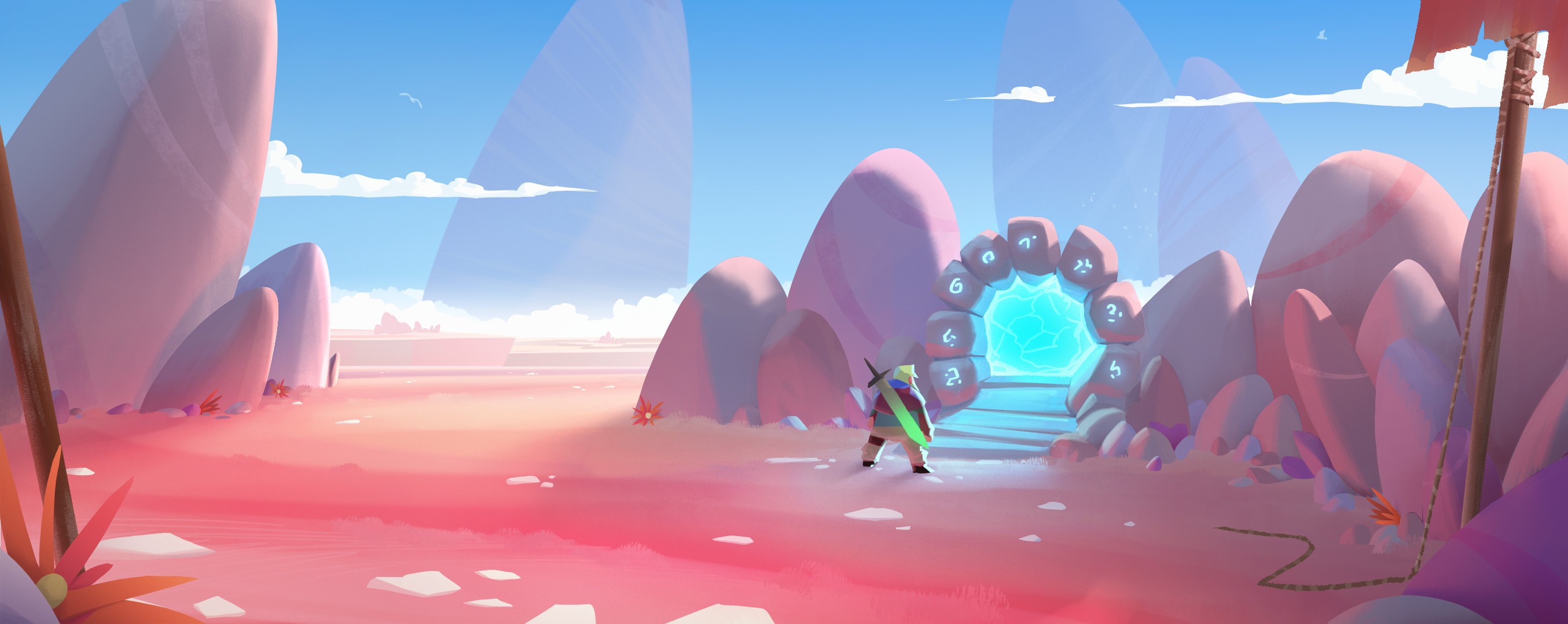 sword, portal, digital art, Alex Accorsi, fantasy art HD Wallpaper