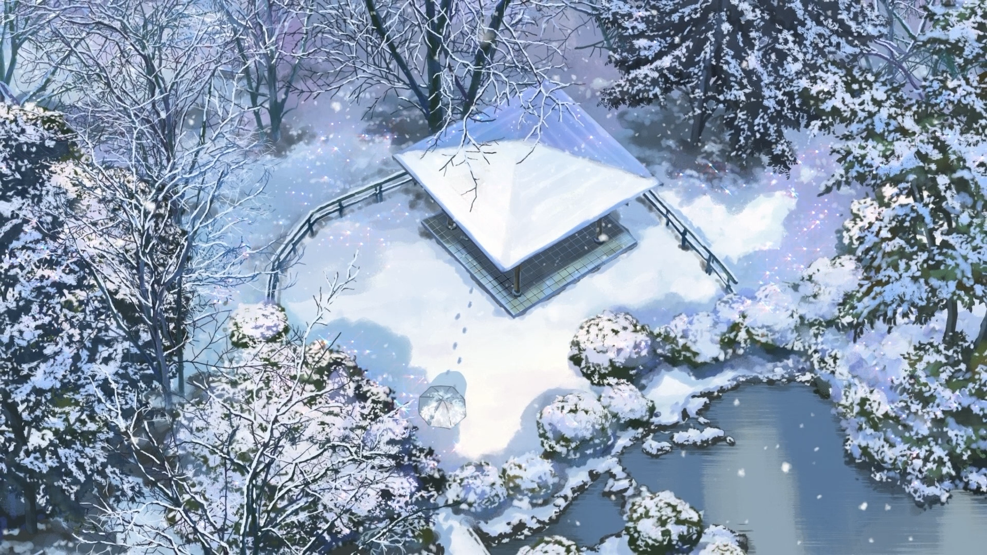 outdoors, artwork, animation, snow, winter, ice, cold, trees HD Wallpaper
