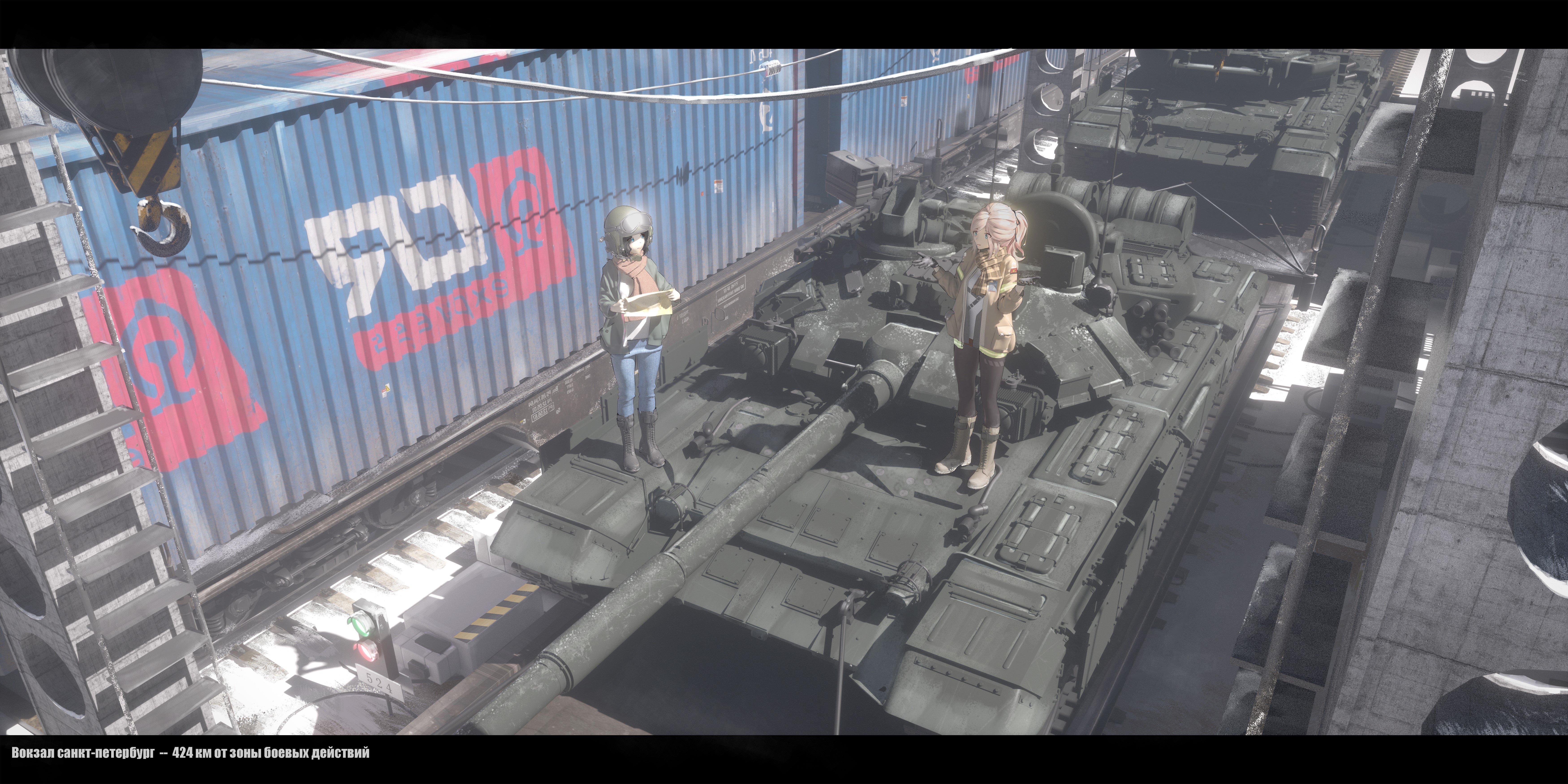4K, tank, Bangeningmeng, anime, anime girls HD Wallpaper