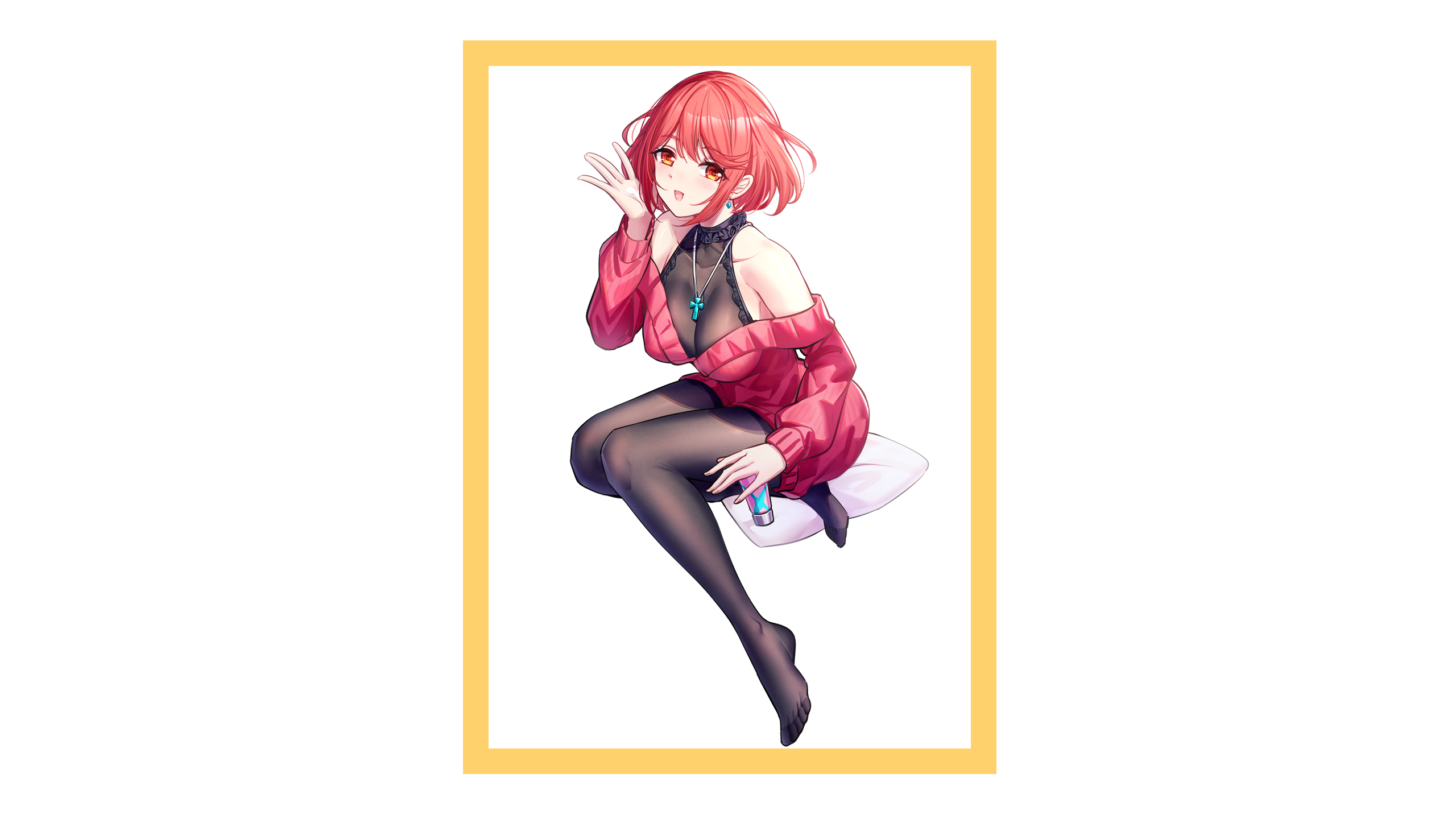 pantyhose, redhead, Xenoblade, Pyra (Xenoblade), ririko (zhuoyandesailaer), red eyes HD Wallpaper