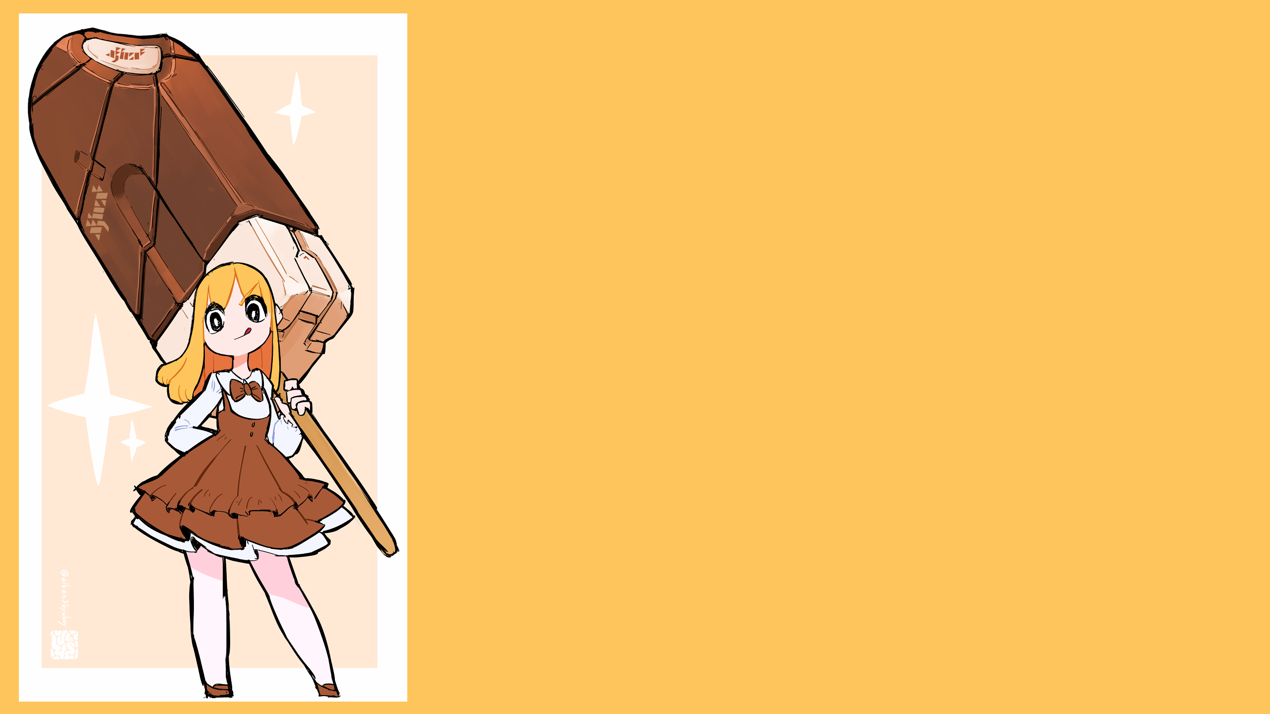 blonde, original characters, ice cream, Eiken3kyuboy, dress HD Wallpaper
