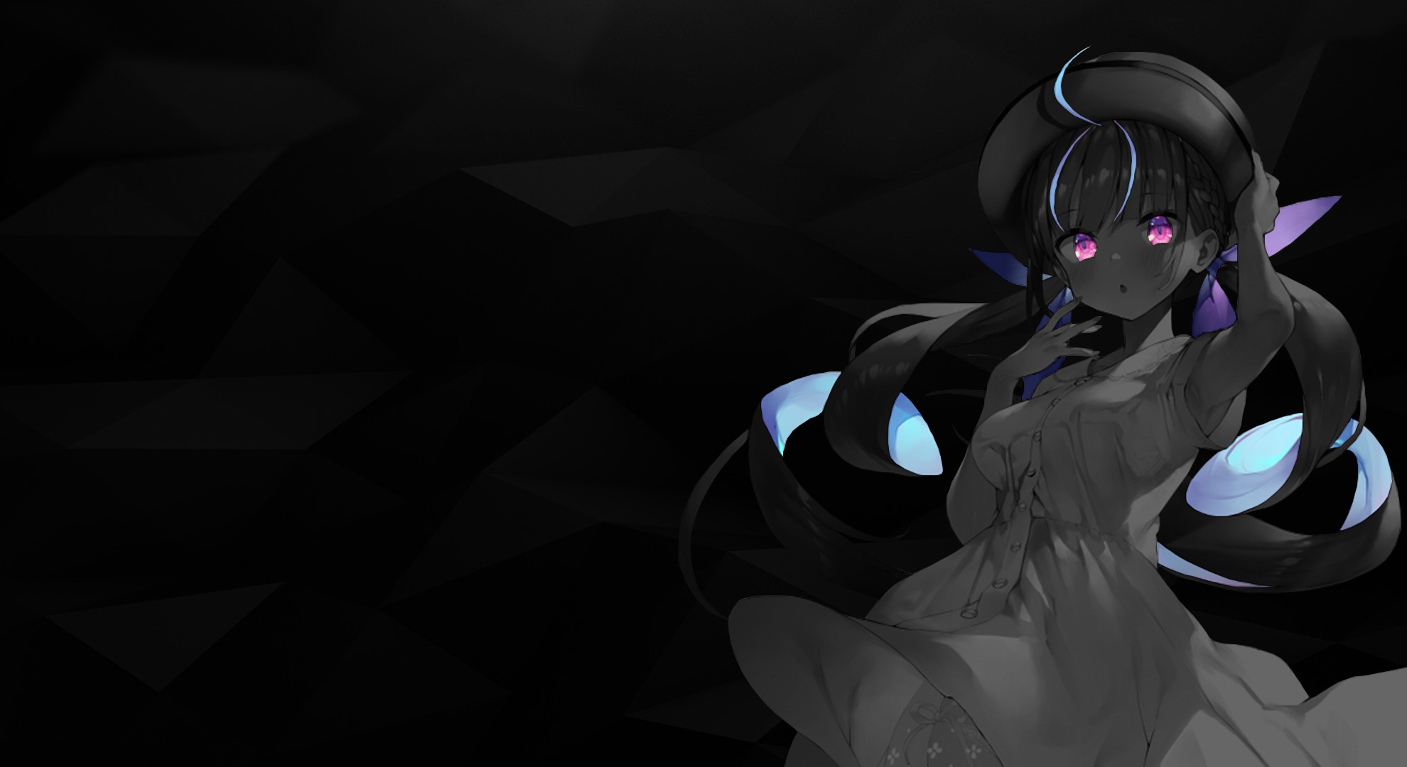 Minato Aqua, anime girls, anime, selective coloring, Hololive, monochrome HD Wallpaper