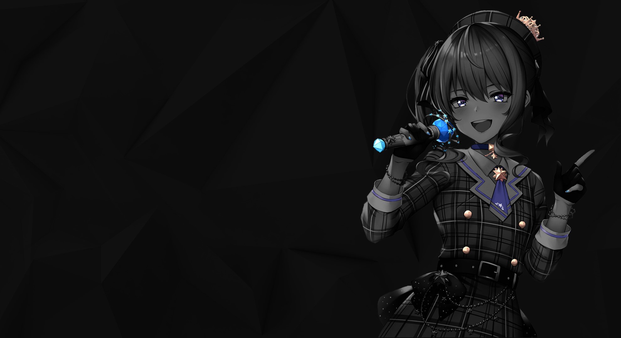 anime girls, Hololive, Hoshimachi Suisei, monochrome, selective coloring, anime HD Wallpaper