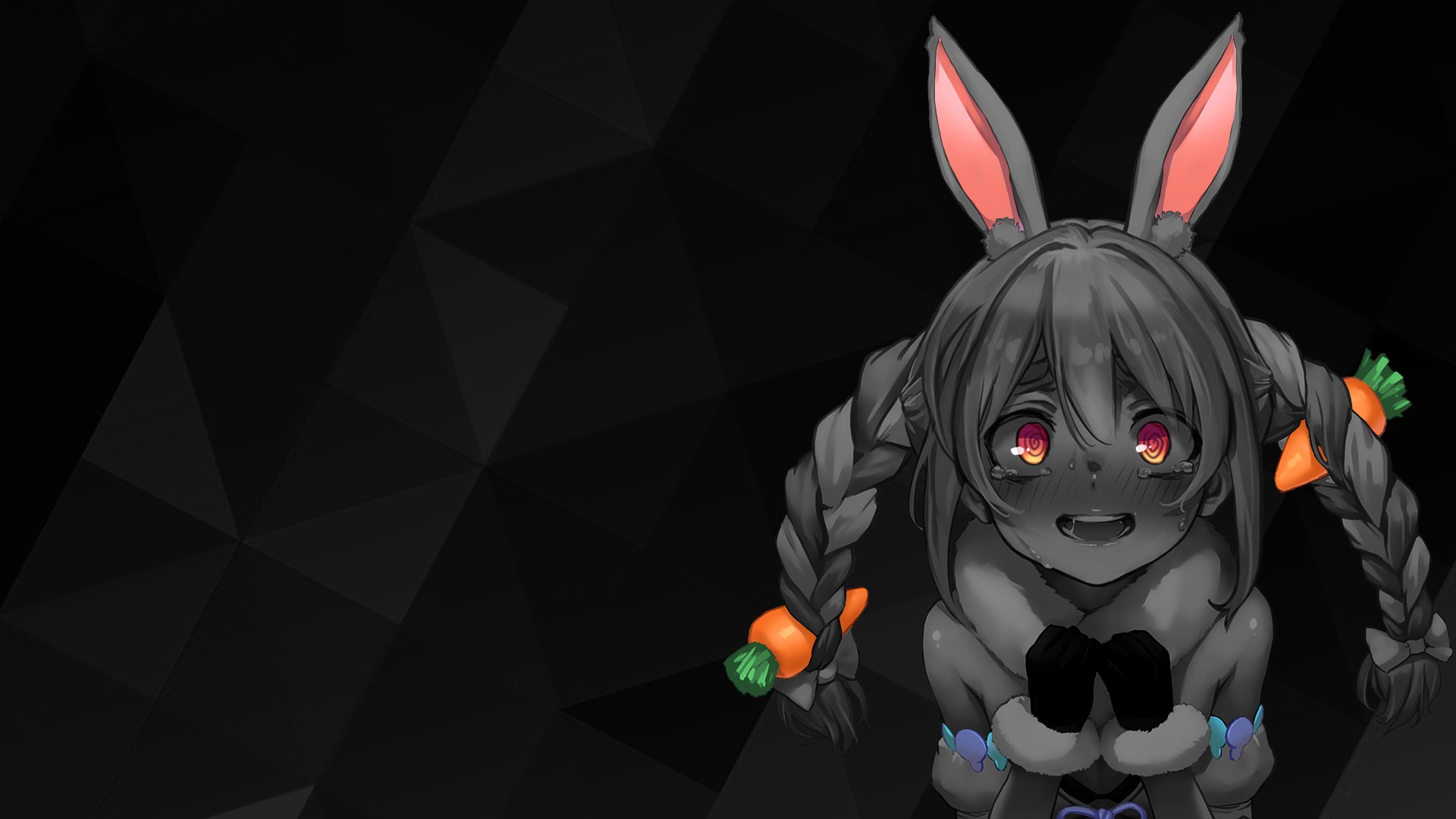 Hololive, anime girls, monochrome, anime, Usada Pekora, selective coloring HD Wallpaper
