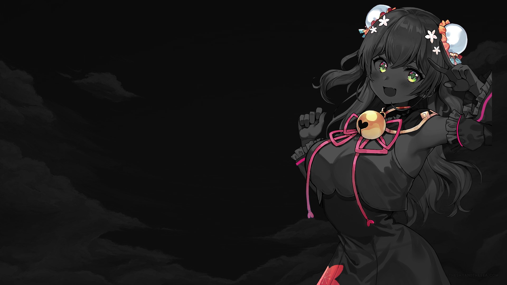 anime girls, anime, monochrome, Momosuzu Nene, Hololive, selective coloring HD Wallpaper