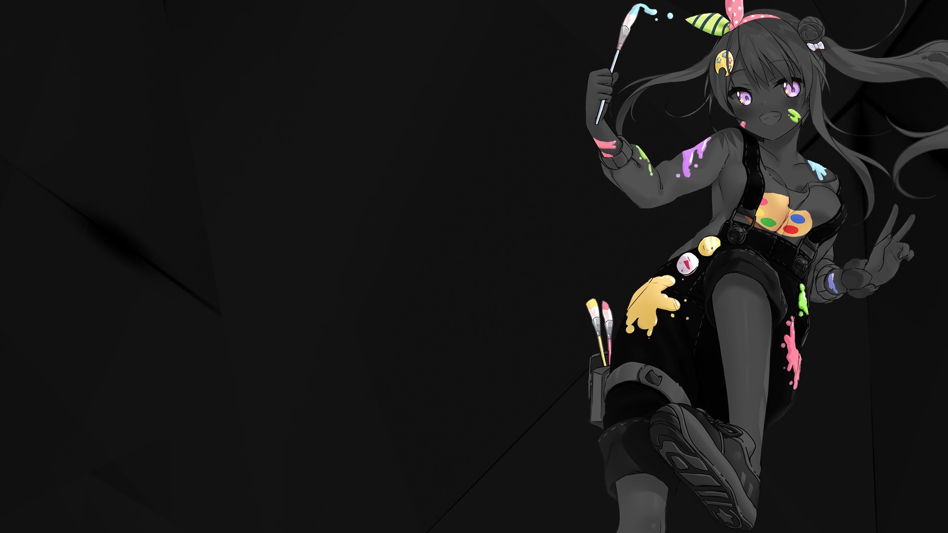 anime girls, Hololive, anime, Airani Iofifteen, selective coloring, monochrome HD Wallpaper