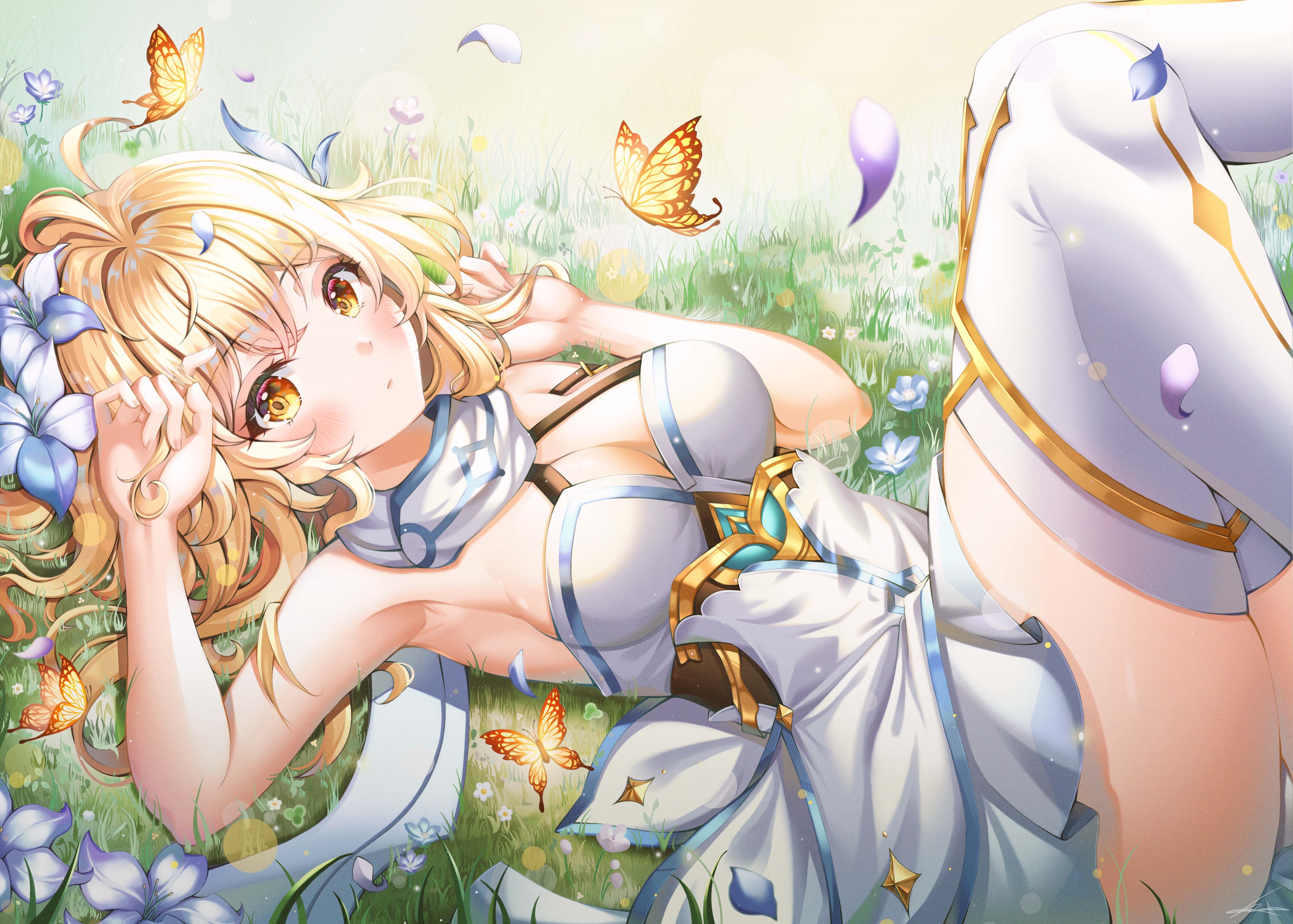 Lumine from Genshin Impact in White Outfit HD Wallpaper