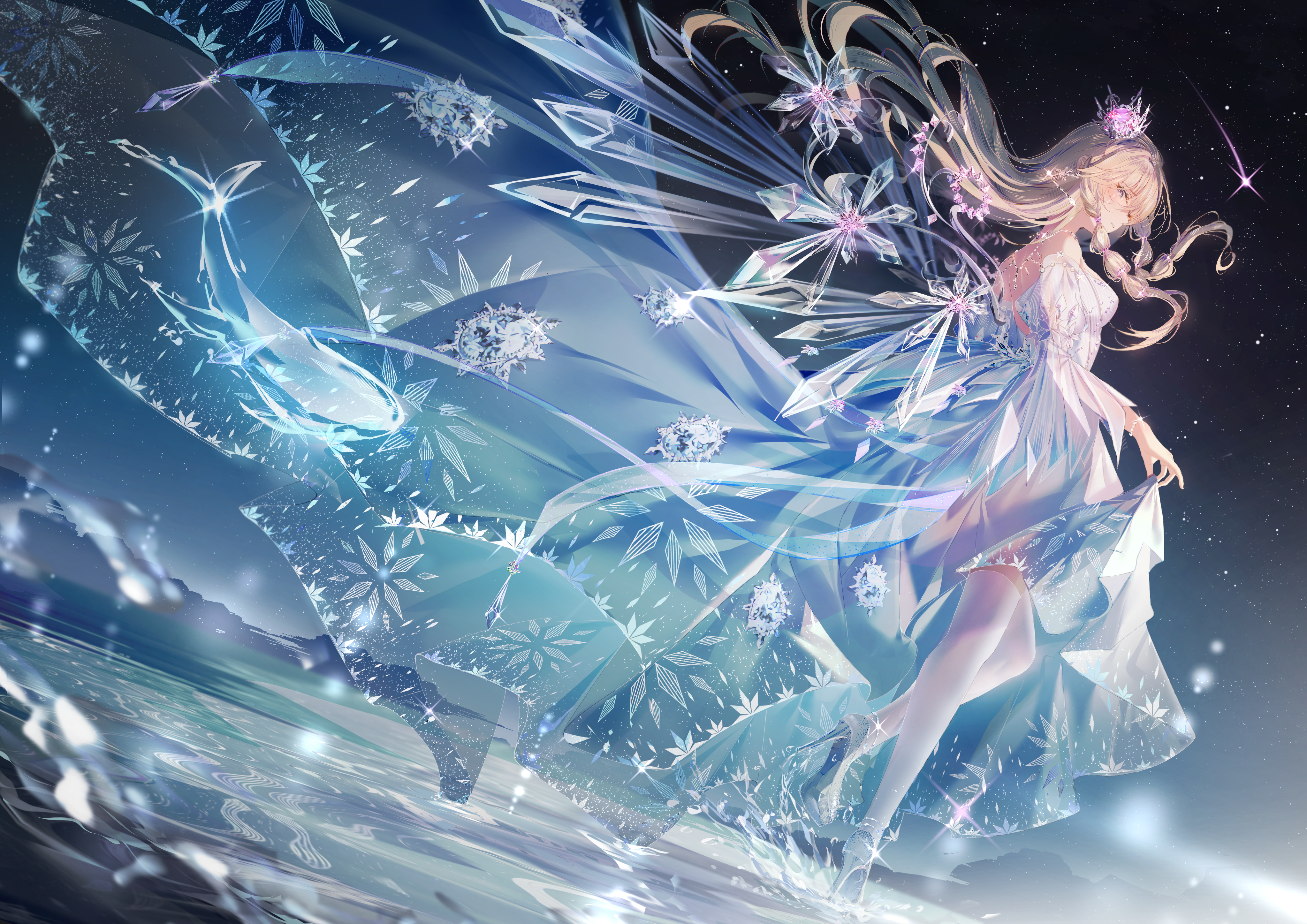 4K, heels, anime girls, dress, artwork, blonde, junpaku karen HD Wallpaper