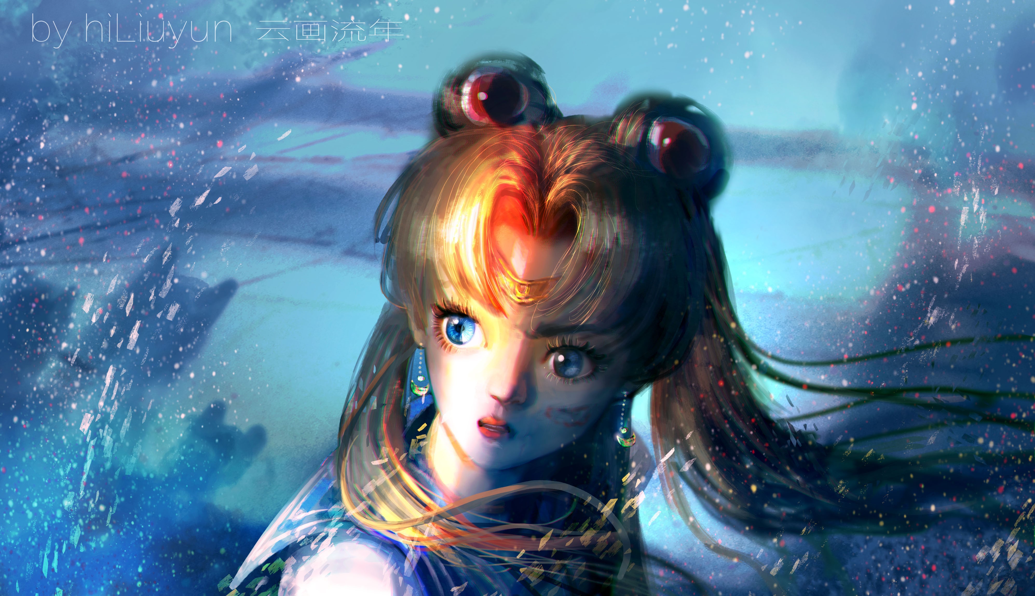 4K, Sailor Moon, hiLiuyun, digital art, fantasy girl HD Wallpaper