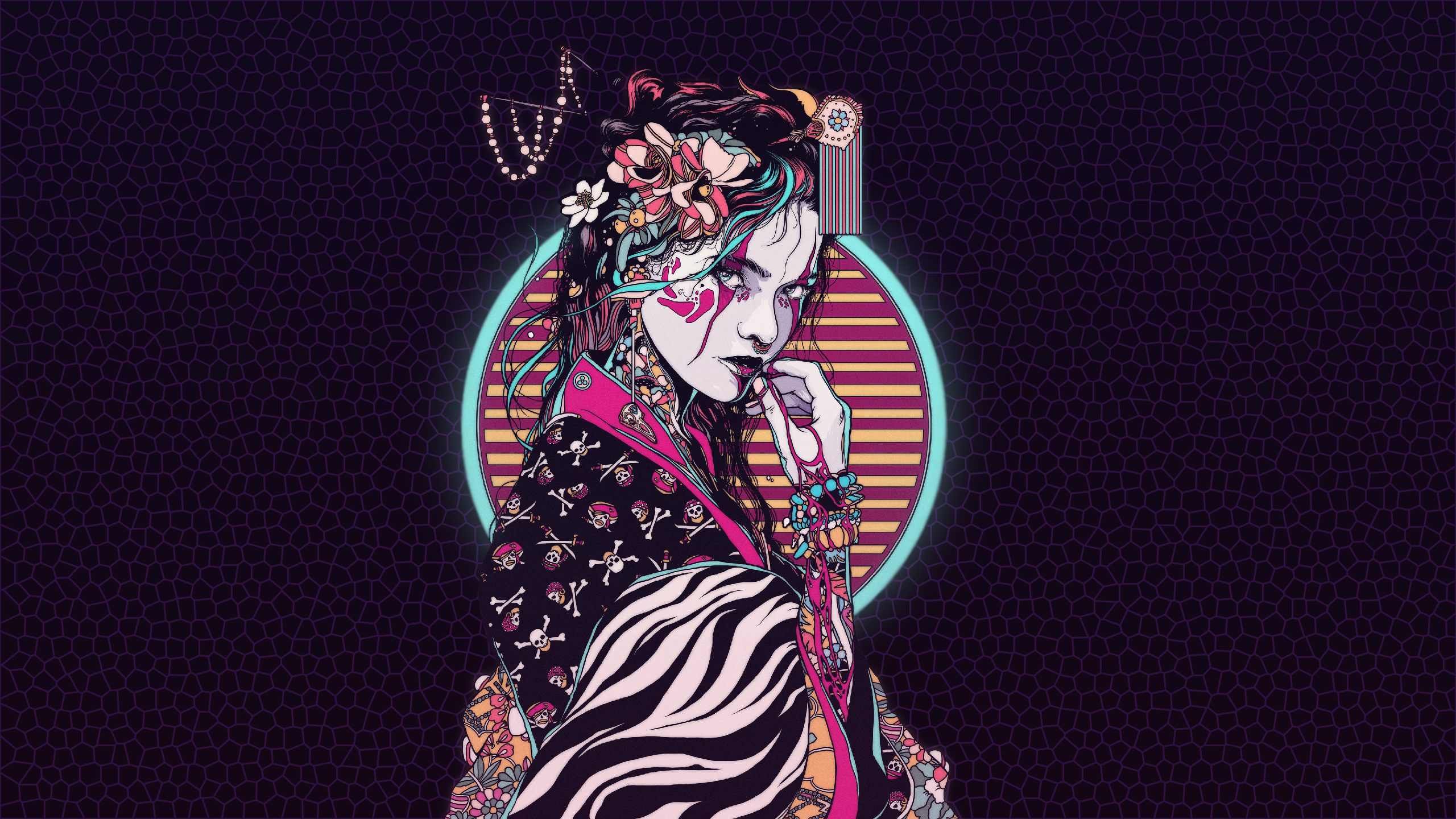 digital art, illustration, digital, abstract, synthwave, futuristic HD Wallpaper