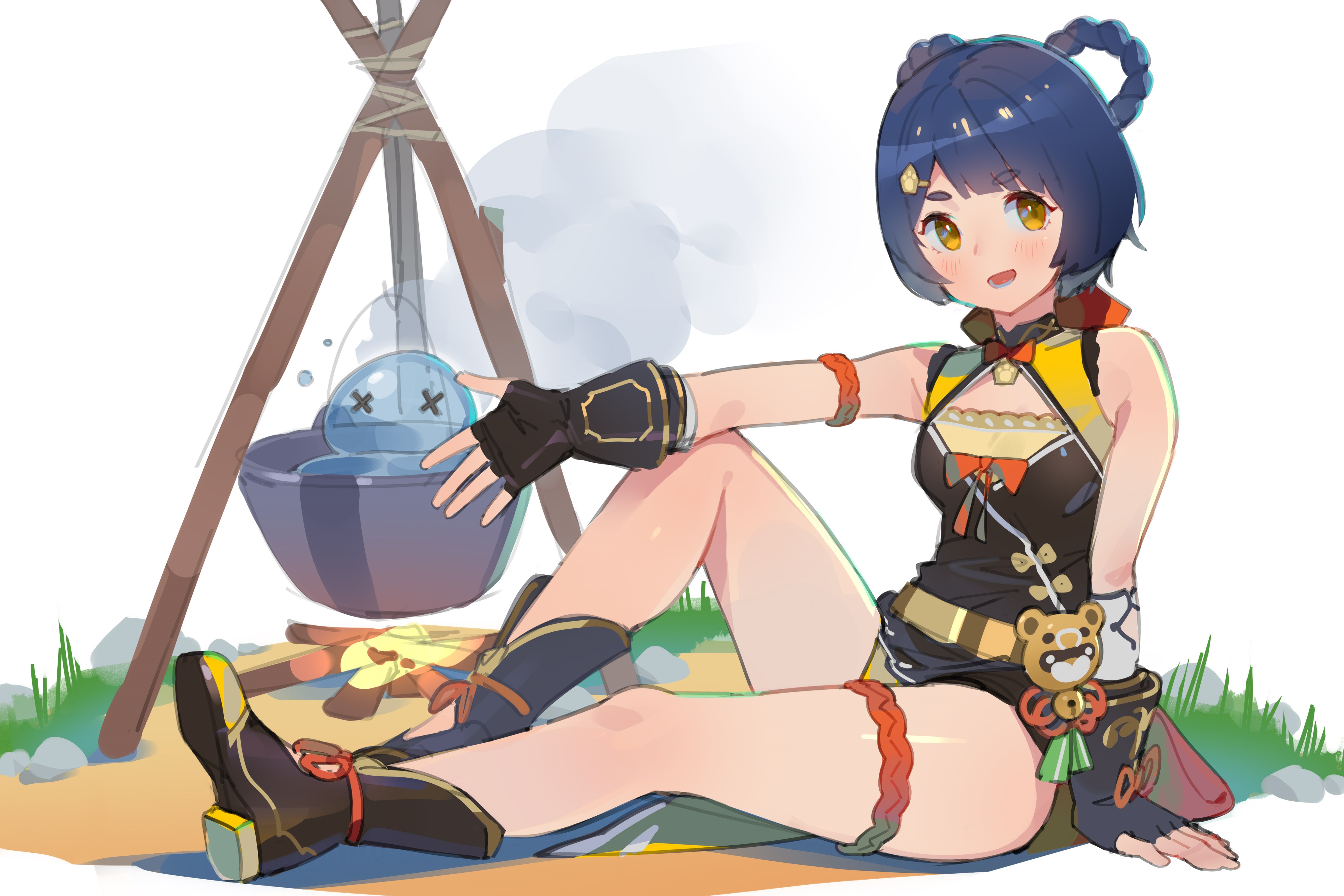 4K, Xiangling (Genshin Impact), anime girls, Genshin Impact HD Wallpaper