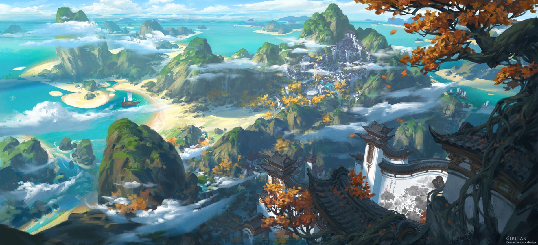 clouds, gliulian, fantasy art HD Wallpaper
