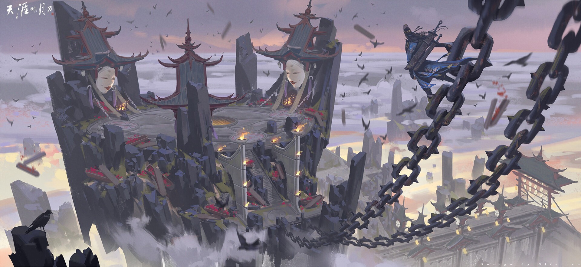 Asian architecture, fantasy art, gliulian HD Wallpaper