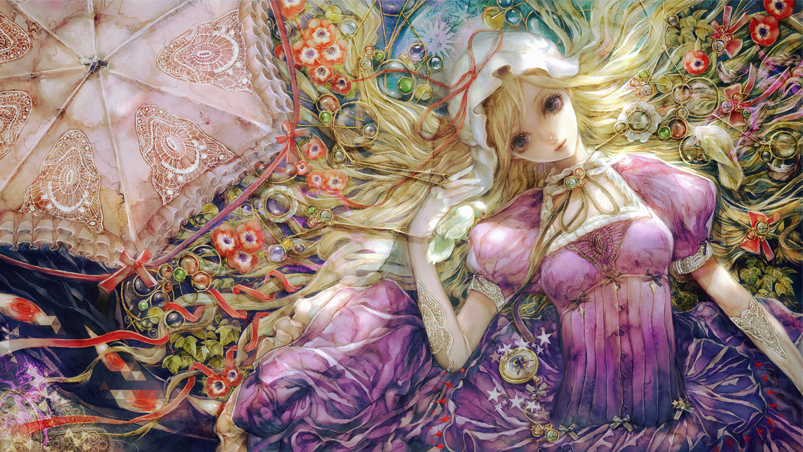 anime girls, Yogisya, Yakumo Yukari, Touhou, blonde, anime HD Wallpaper