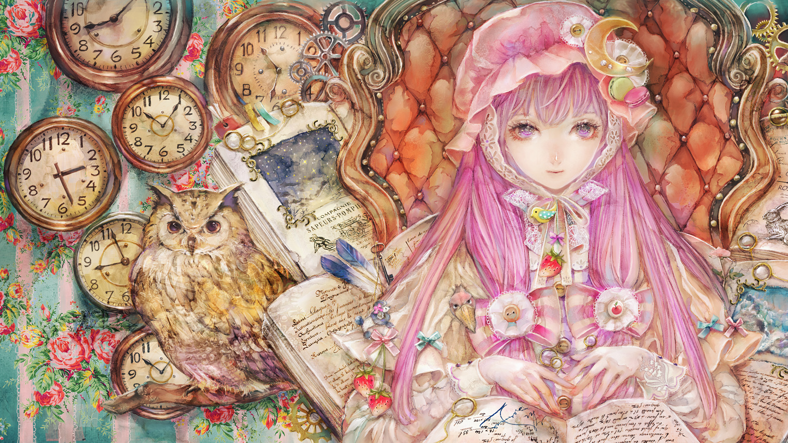anime, Touhou, Yogisya, Patchouli Knowledge, anime girls, pink hair HD Wallpaper