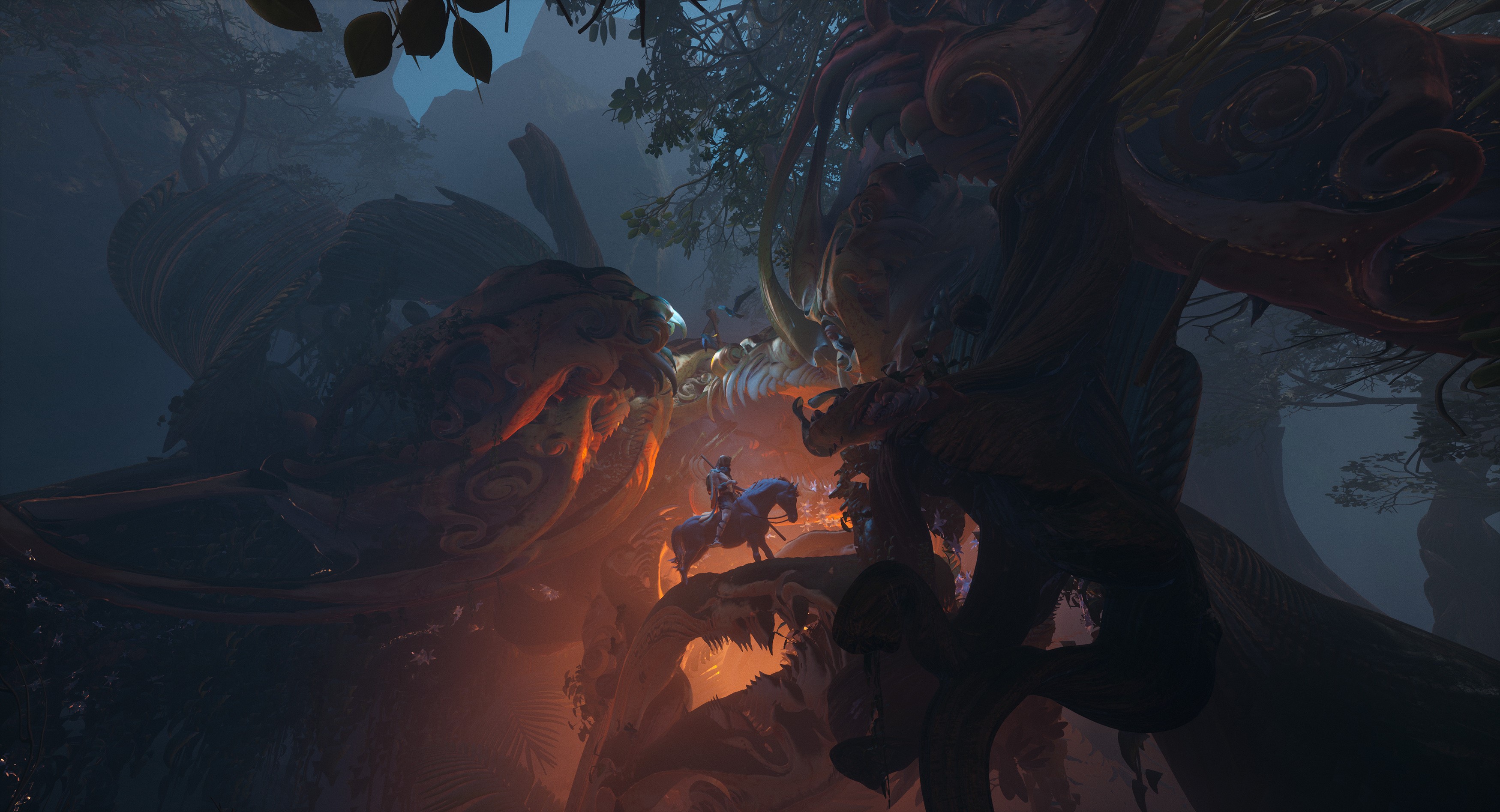 trees, artwork, fantasy art, animals, horse HD Wallpaper