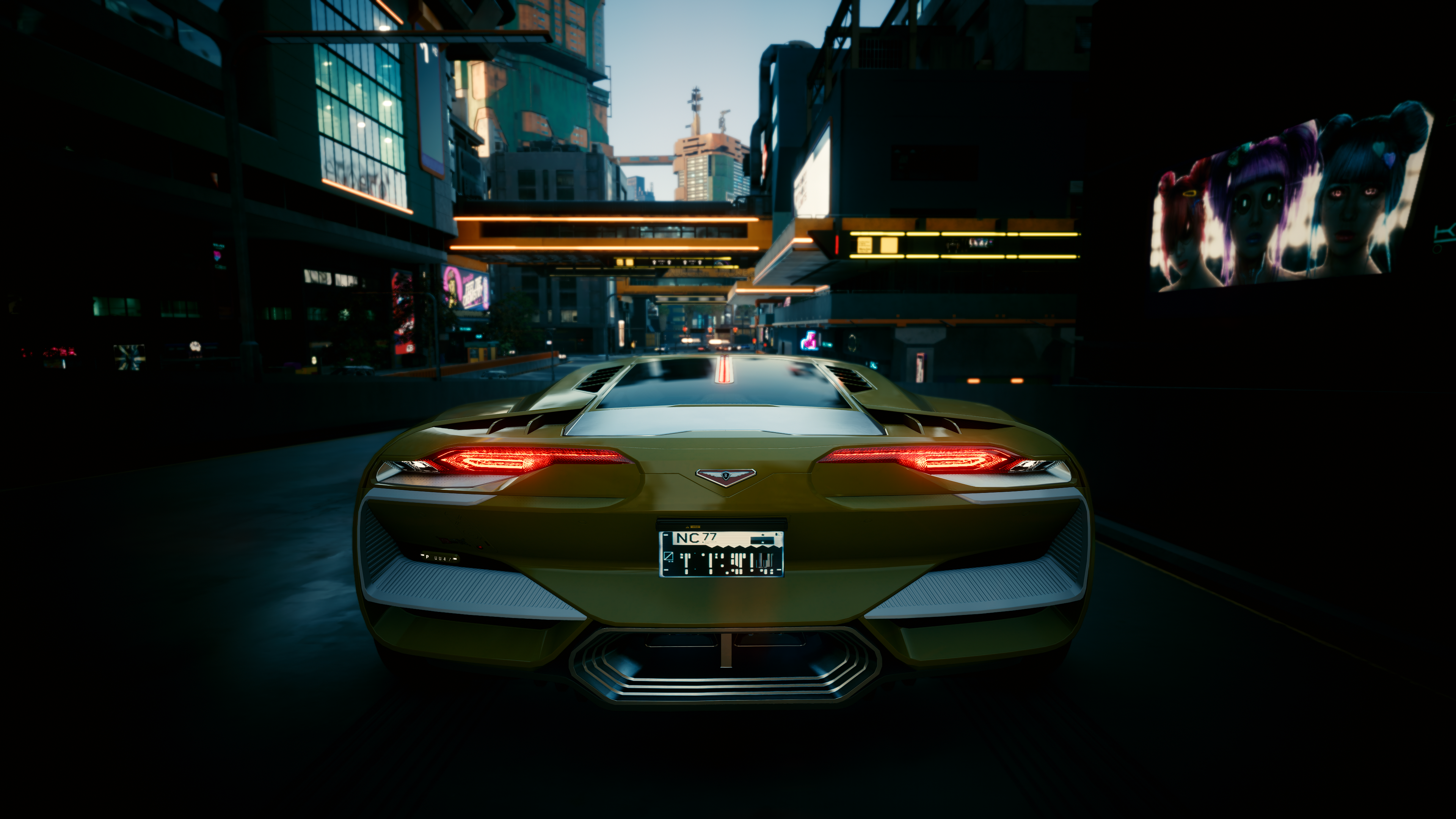 4K, backlight, city, vehicle, car HD Wallpaper