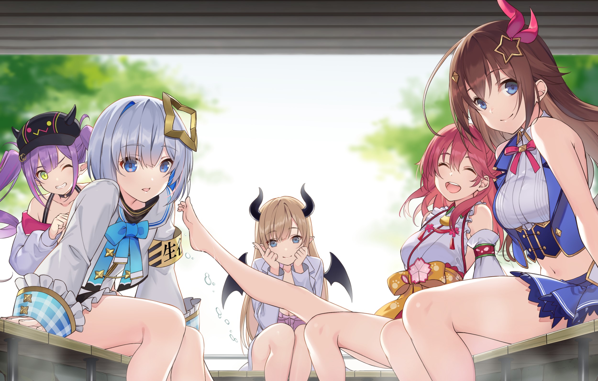Hololive Virtual YouTubers Group Anime Girls HD Wallpaper