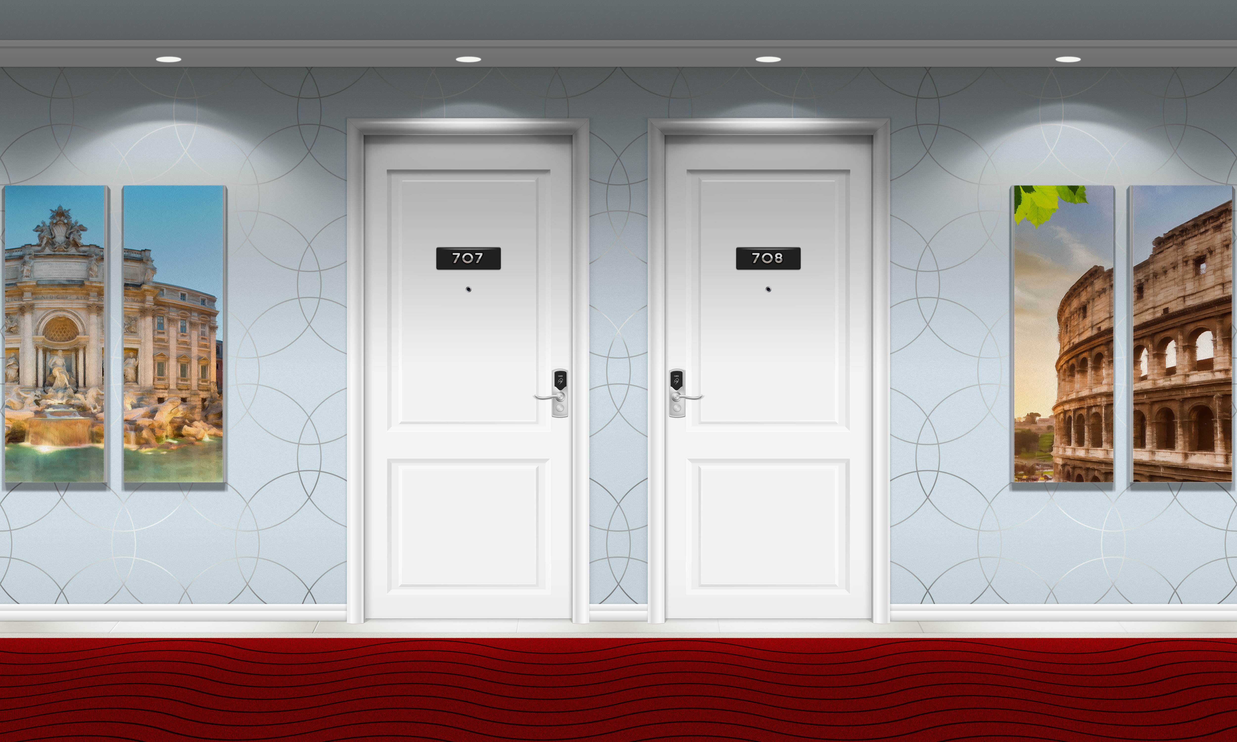 4K, hotel, hallway, indoors, numbers, door HD Wallpaper