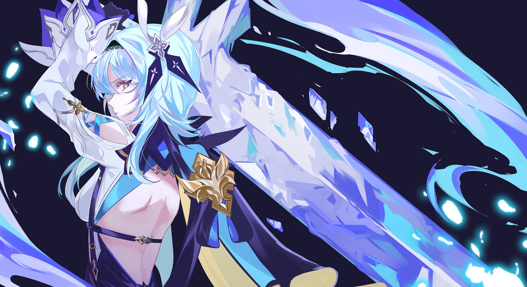 Vardan, Eula (Genshin Impact), sword, doodle, Genshin Impact, anime, anime girls, simple background HD Wallpaper