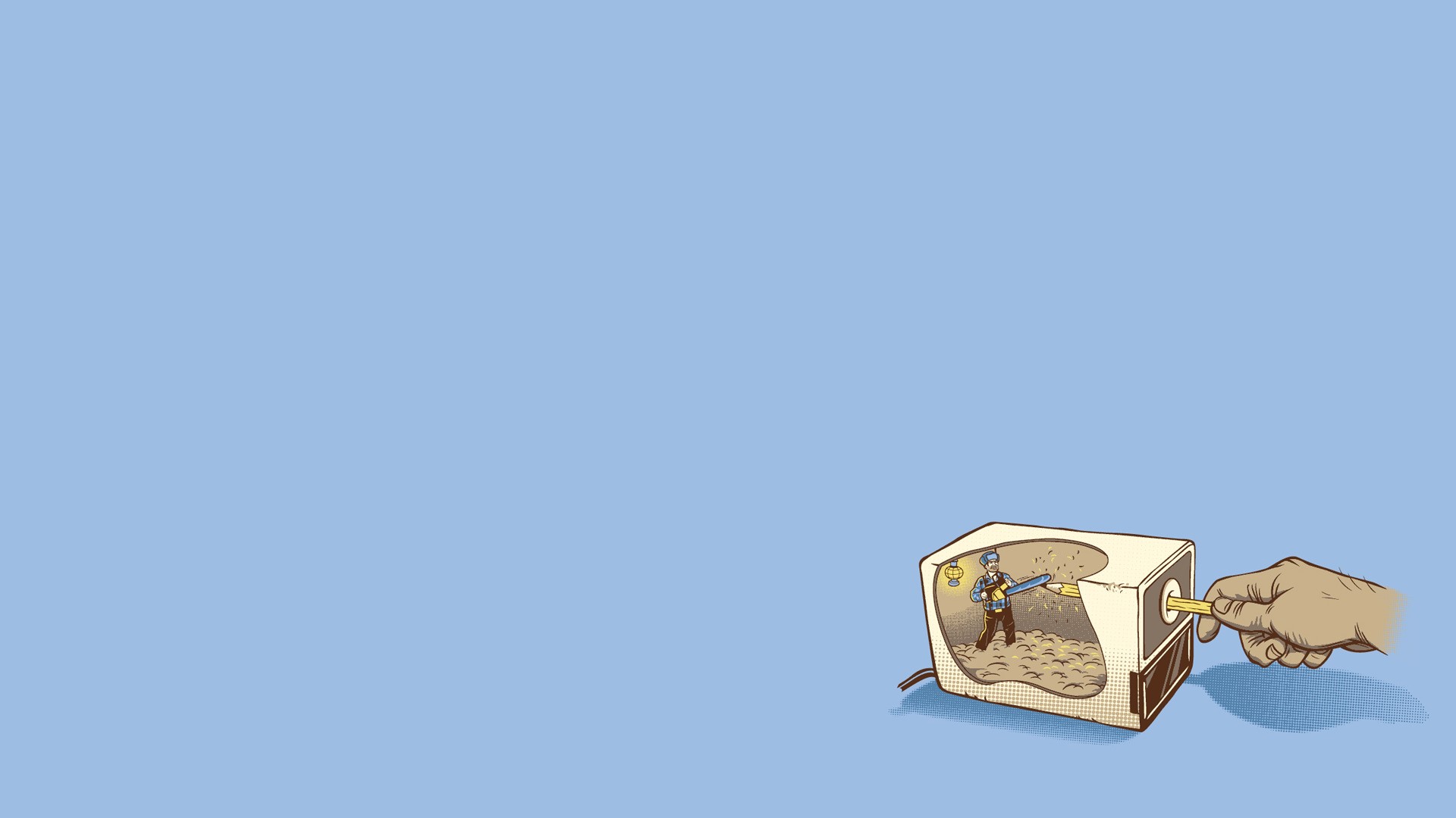 minimalism, pencil sharpener, humor, simple background HD Wallpaper