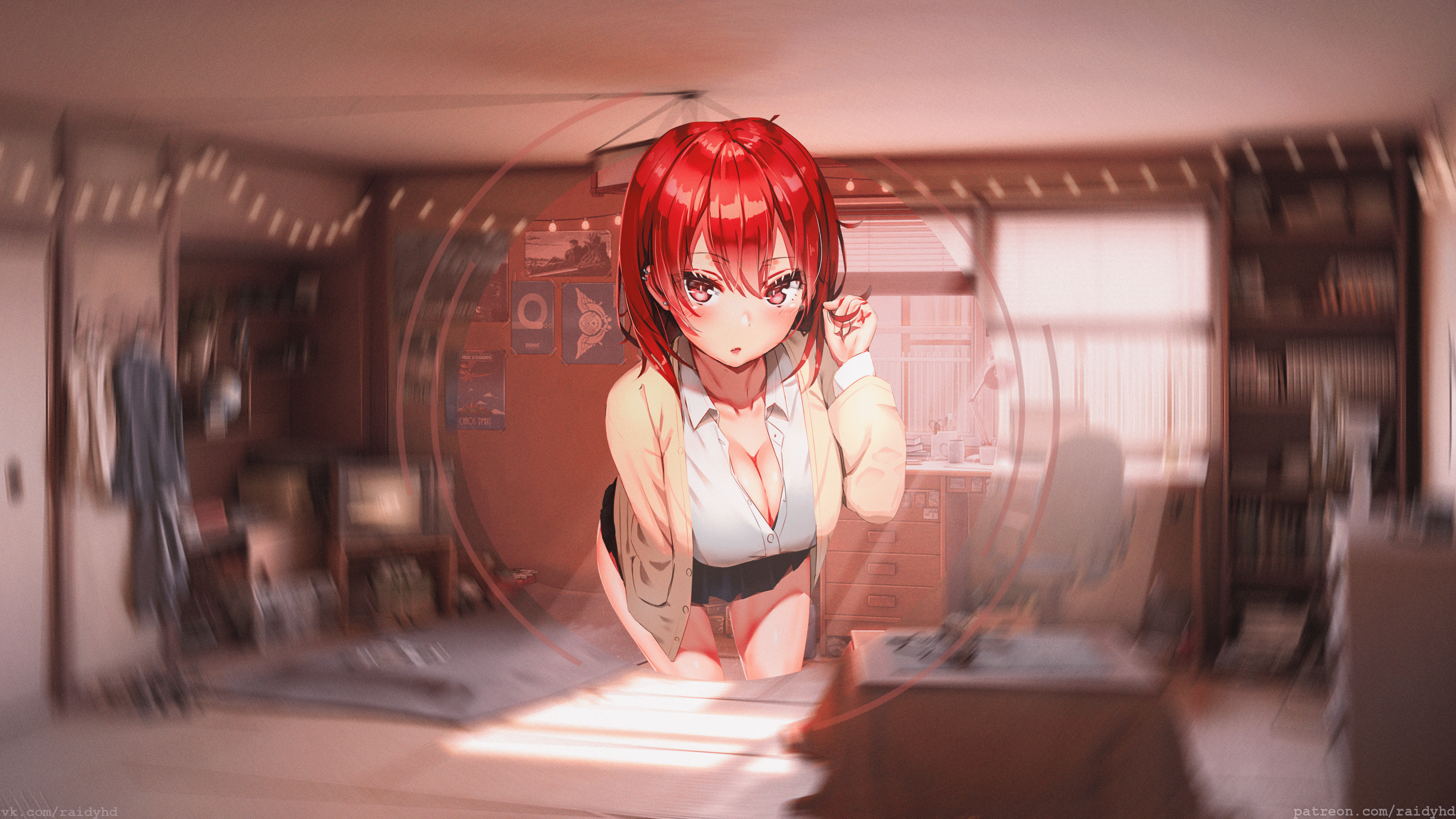 4K, anime, watermarked, picture-in-picture, anime girls HD Wallpaper