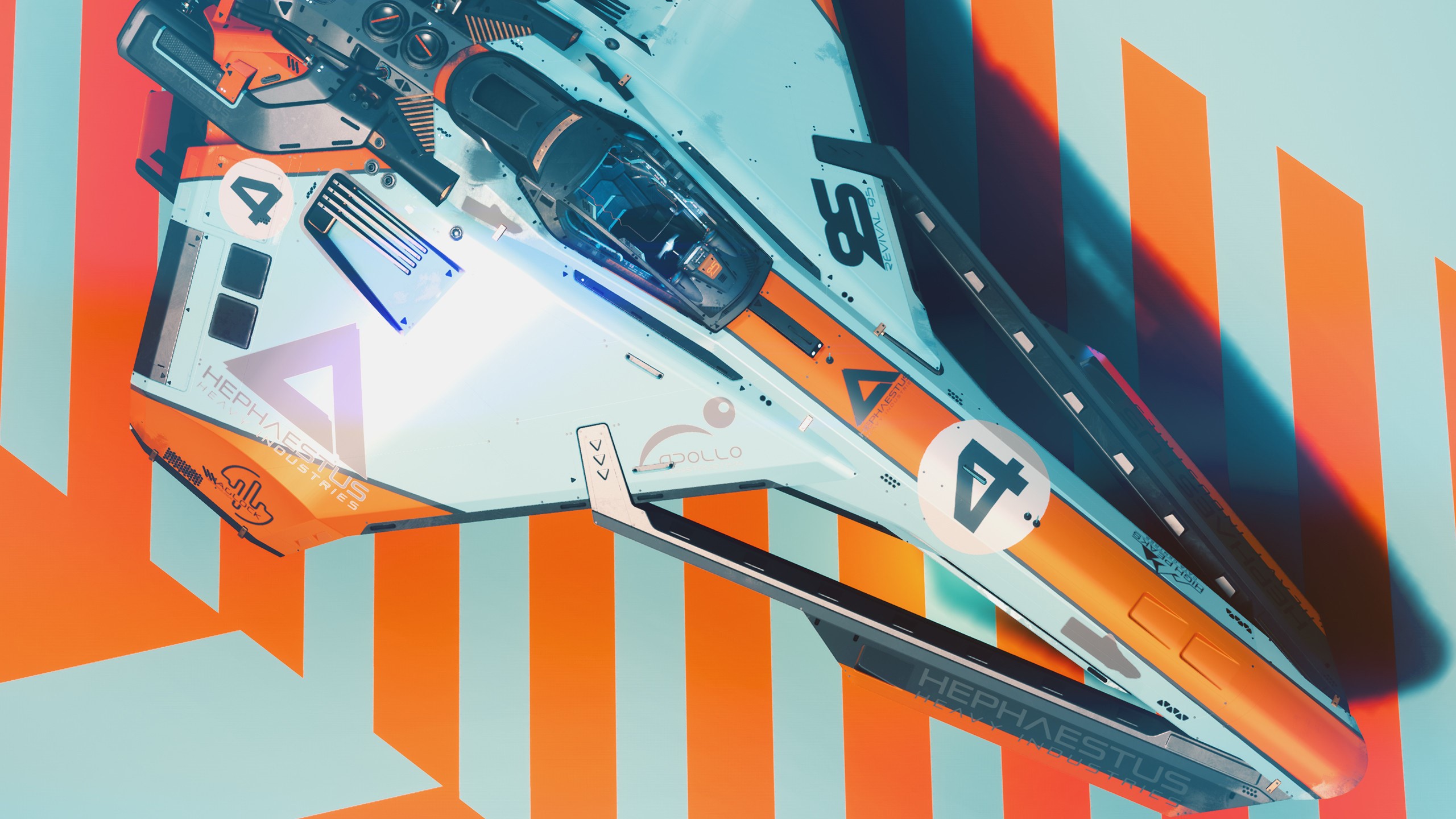 spaceship, Thomas Woodward, ArtStation, orange, digital art, 3d design, gulf HD Wallpaper