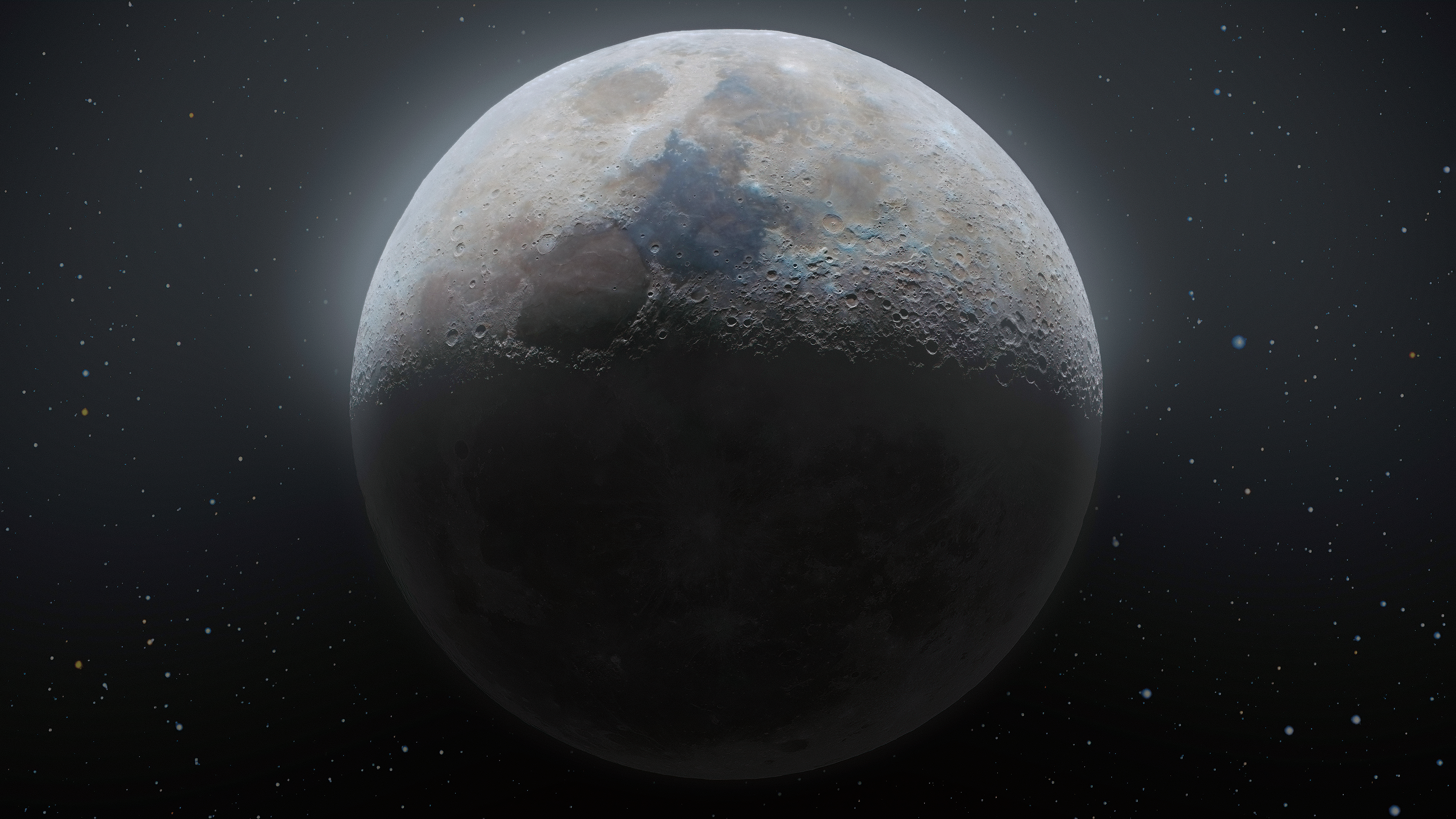 4K, satellite, Moon, stars, space HD Wallpaper