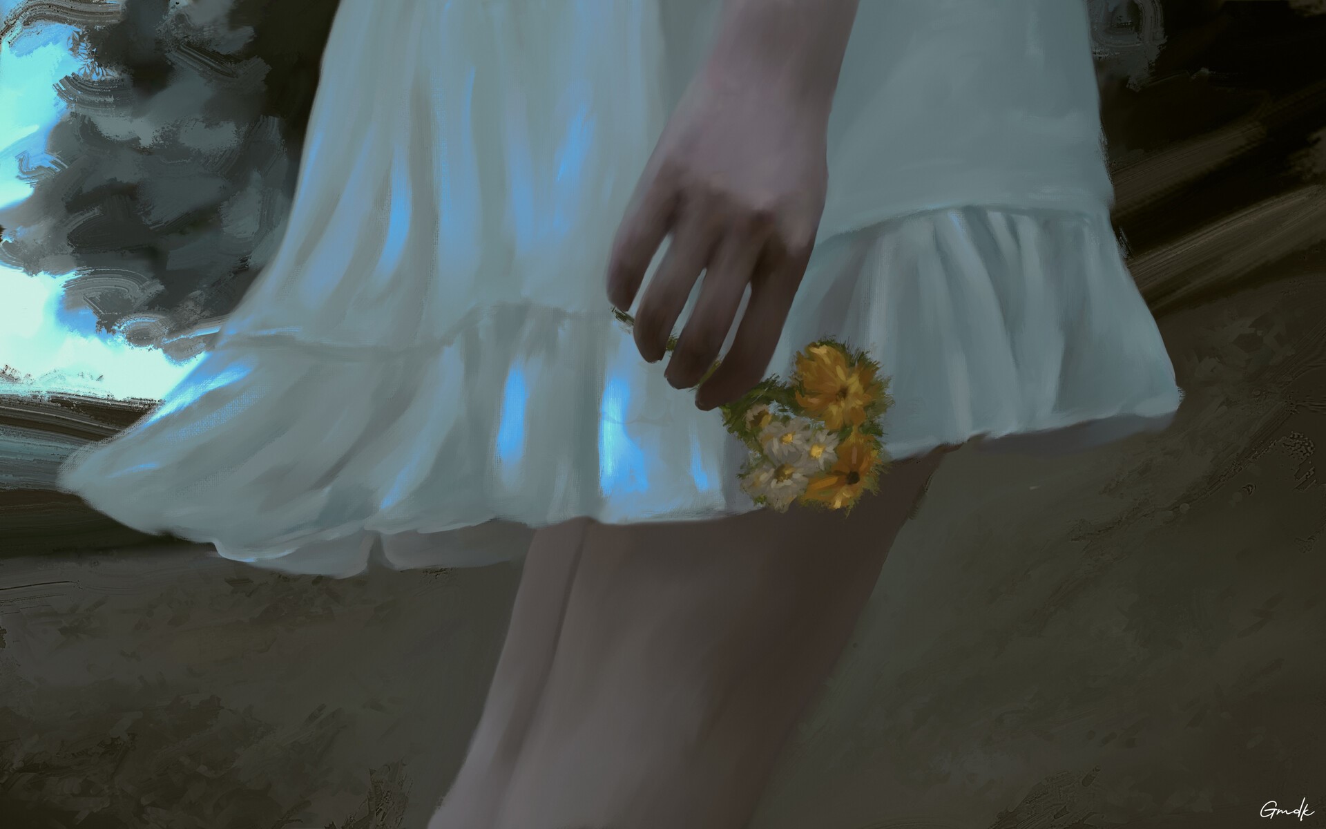 drawing, artwork, Gmdk, digital art, flowers HD Wallpaper