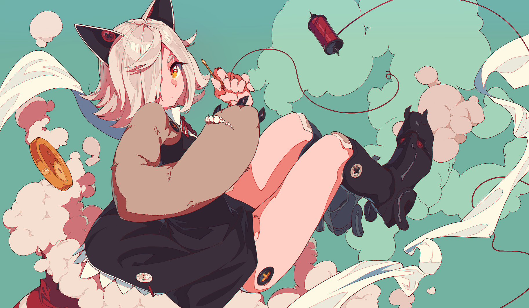 cat ears, original characters, joints HD Wallpaper