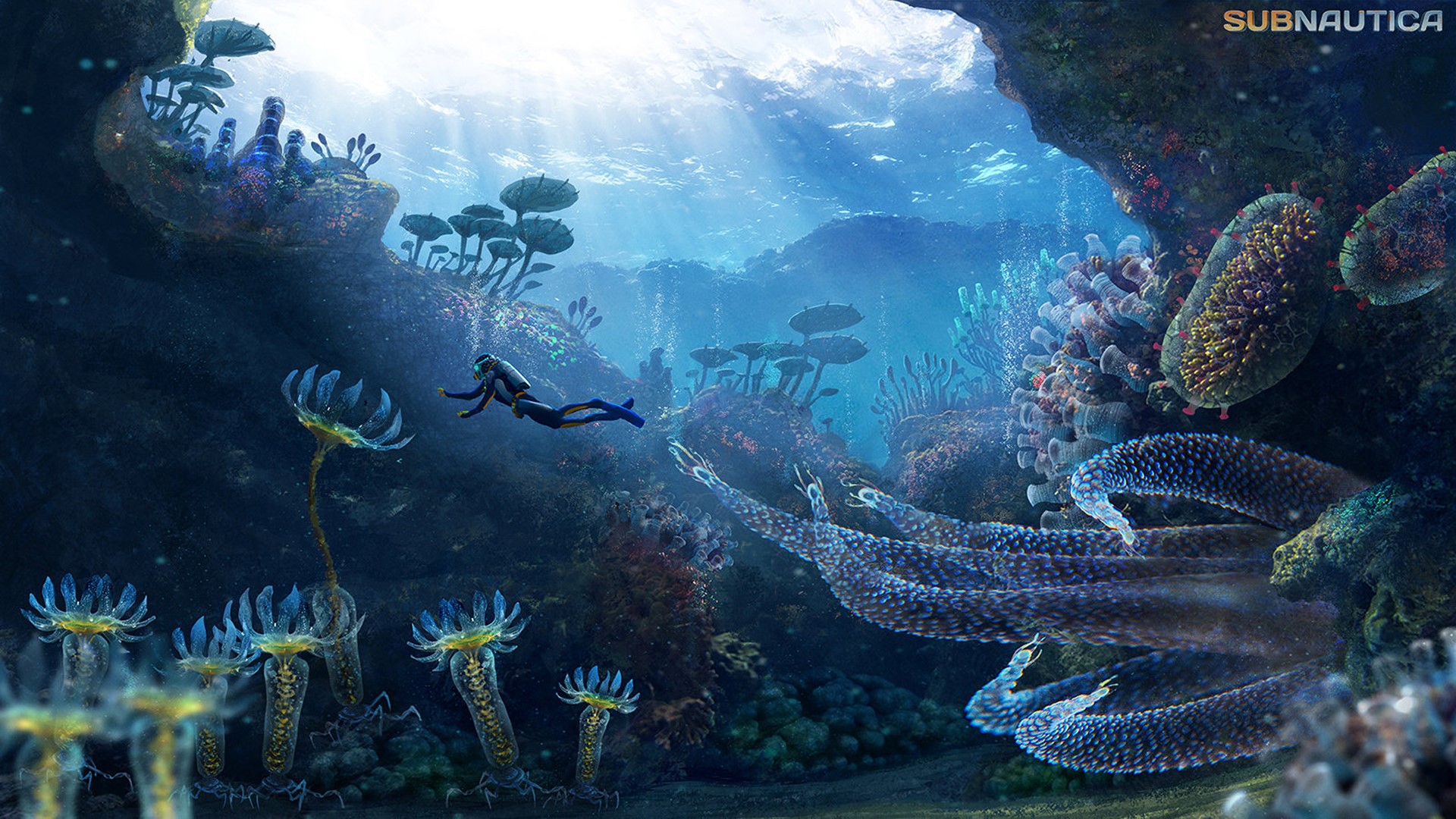 subnautica, divers, video games, PC gaming, underwater HD Wallpaper