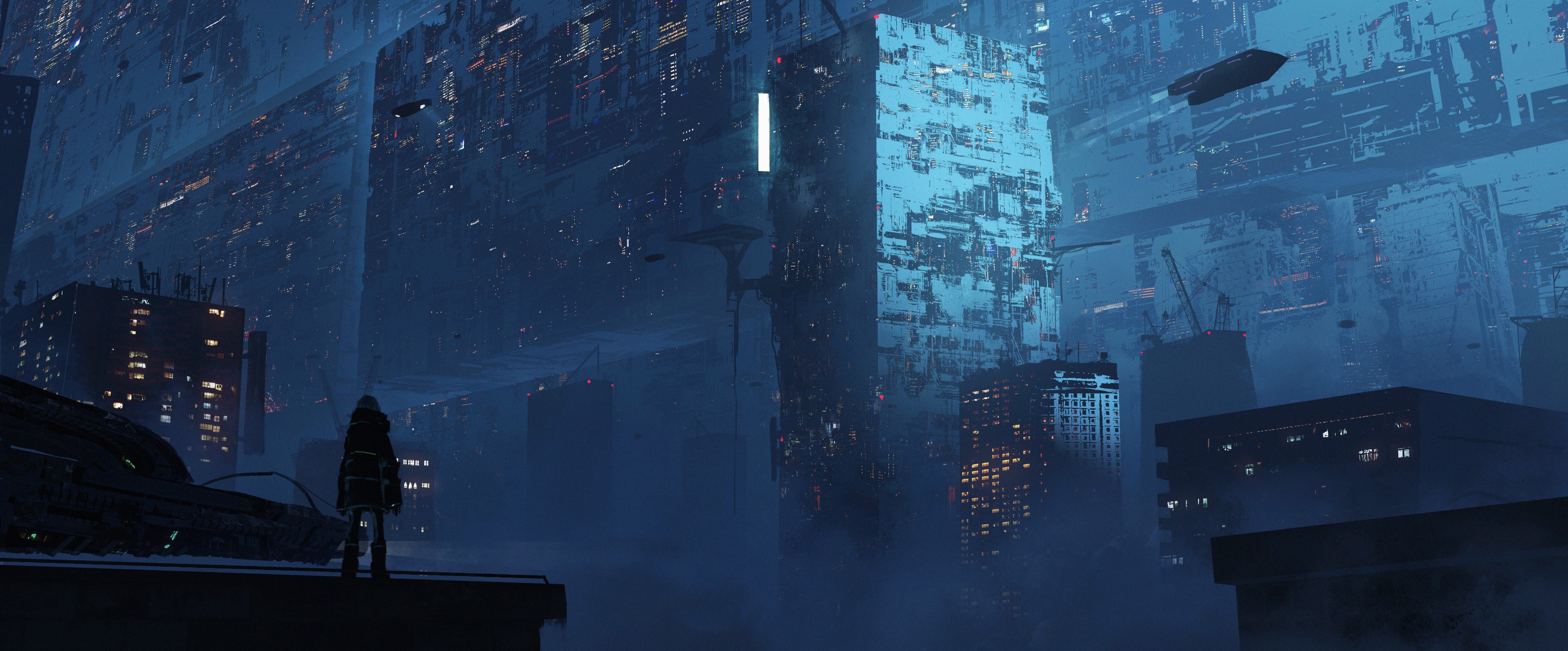 4K, anime girls, anime, Asteroid (artist), fantasy art, science fiction HD Wallpaper